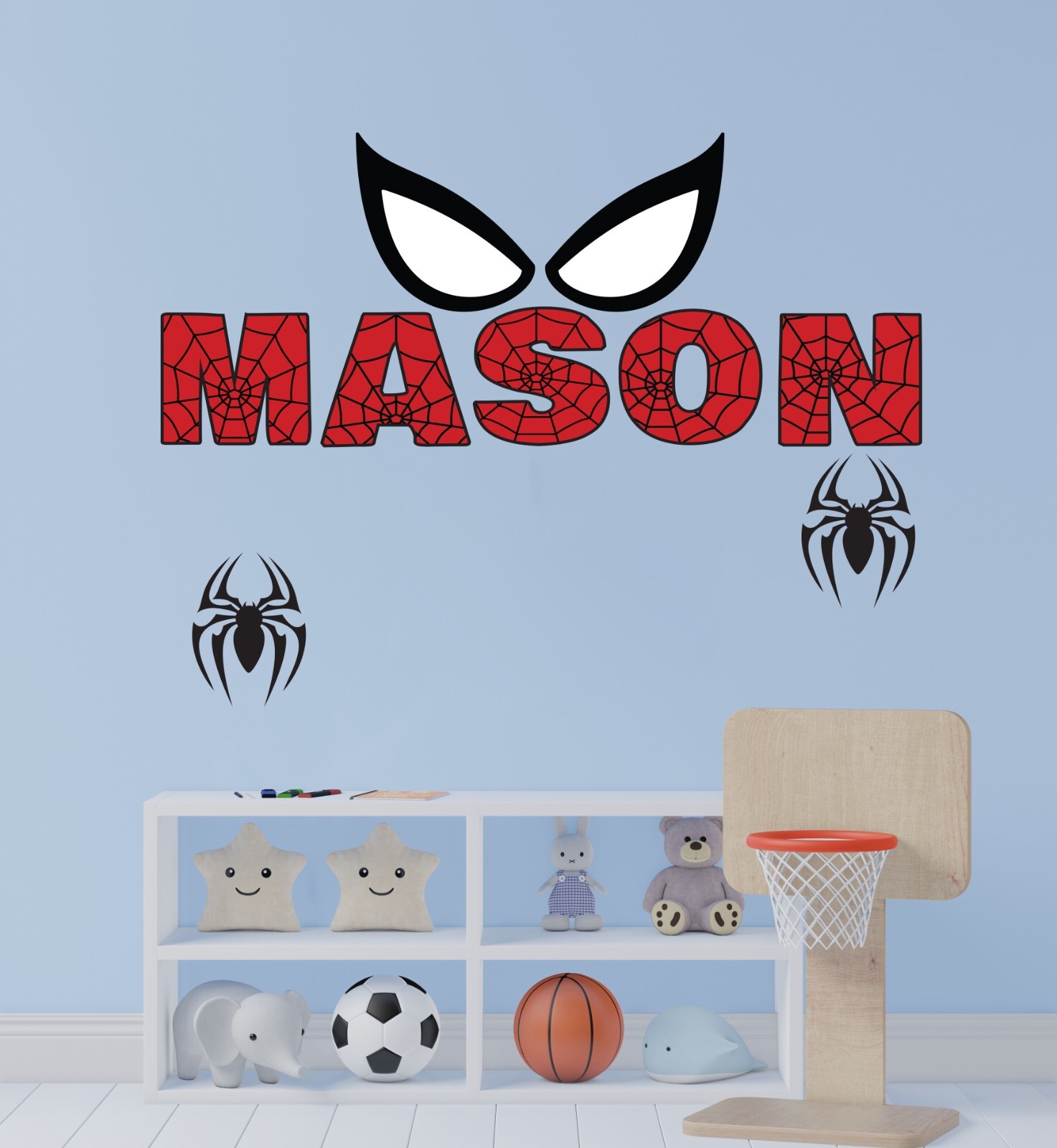 Custom Name Spider Wall Sticker Personalized Spider Wall Decal Kids Room Decor