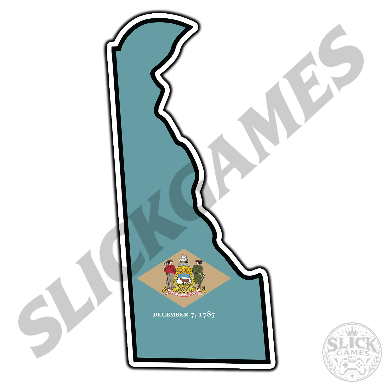 Delaware State Outline Flag #1 USA Sticker Waterproof Vinyl Decal Die-Cut