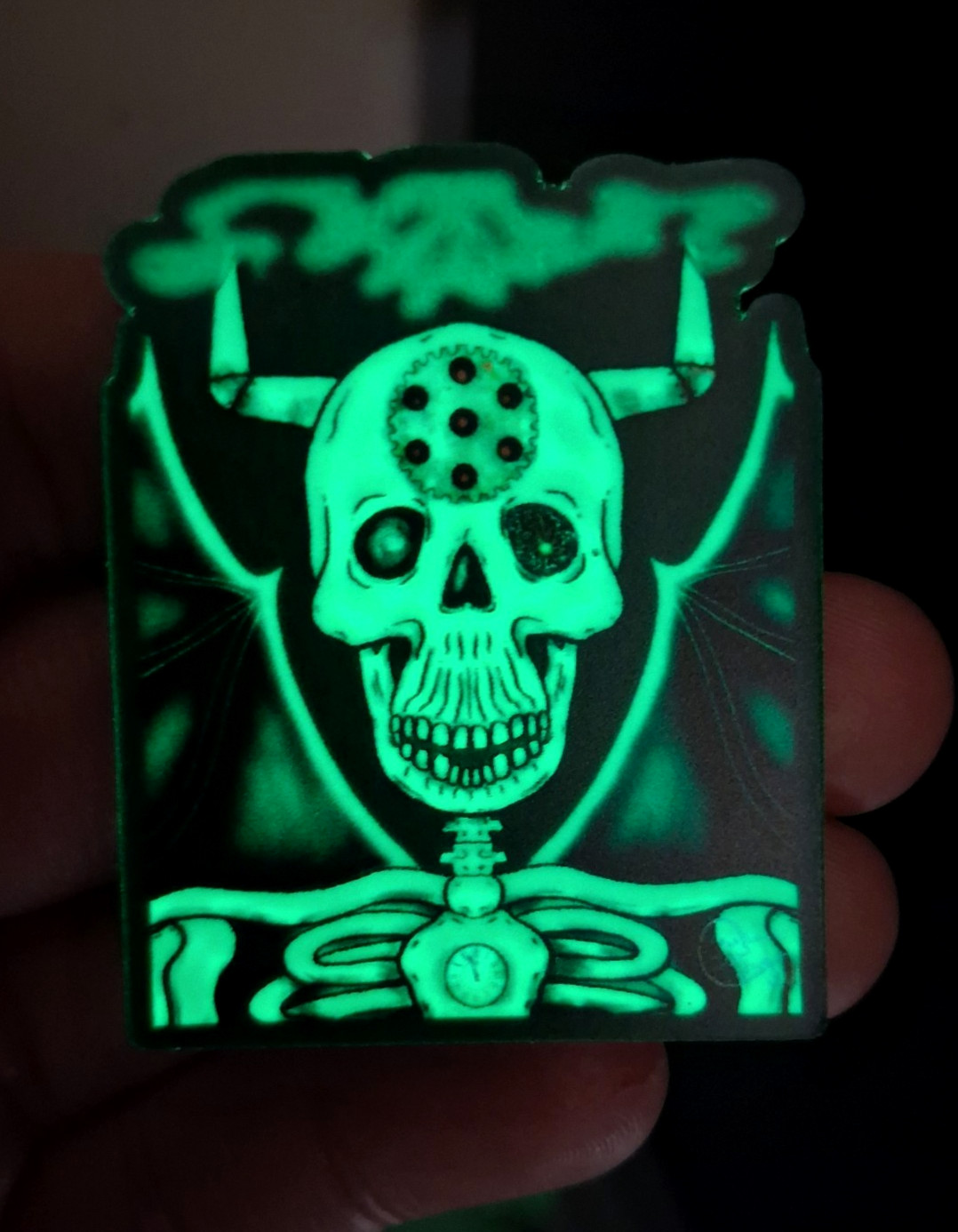 Glow In The Dark Zombie Skeleton Metal Steam Punk Horned Demon Gea Vinyl Sticker