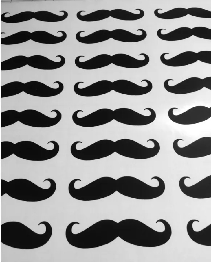 Set of 100 Black Vinyl Mustache Decal Stickers – Style 3 inches wide.