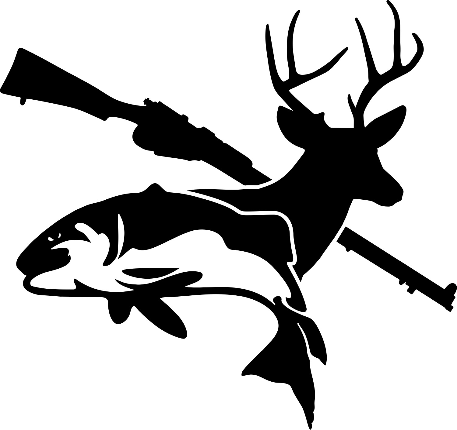 Fish Deer Gun Vinyl Decal Sticker Car Truck SUV Window Bumper Wall Laptop Tablet