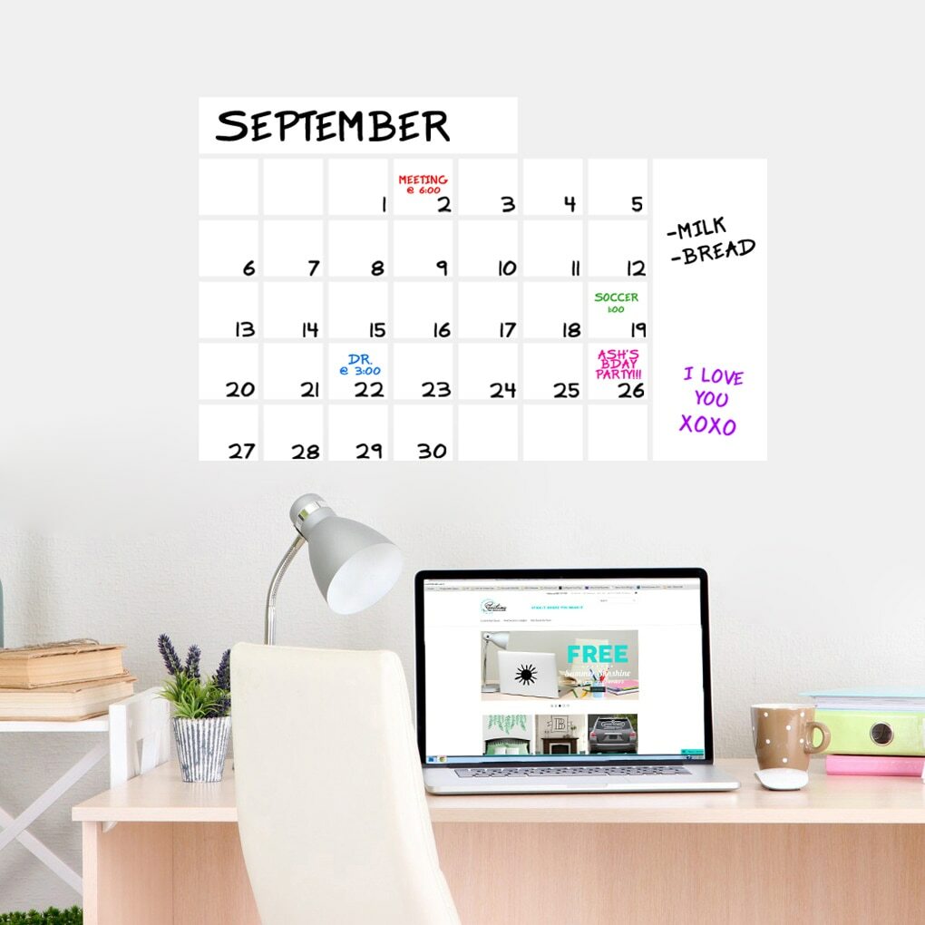 Dry Erase Calendar Wide Wall Decal – Calendar, Organizing, Kitchen, Office