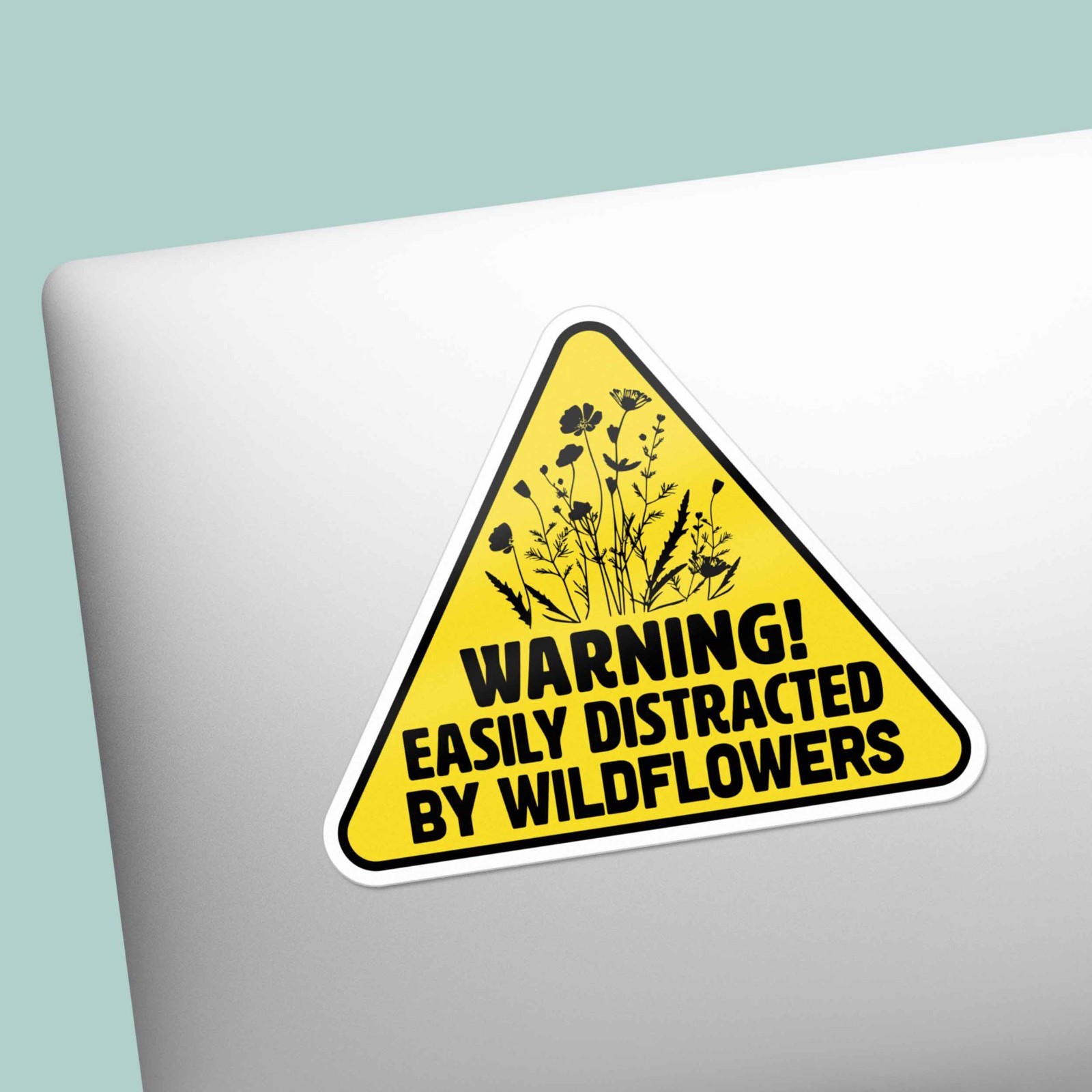 Easily Distracted by Wildflowers Sticker – Funny Nature Decal for Laptop