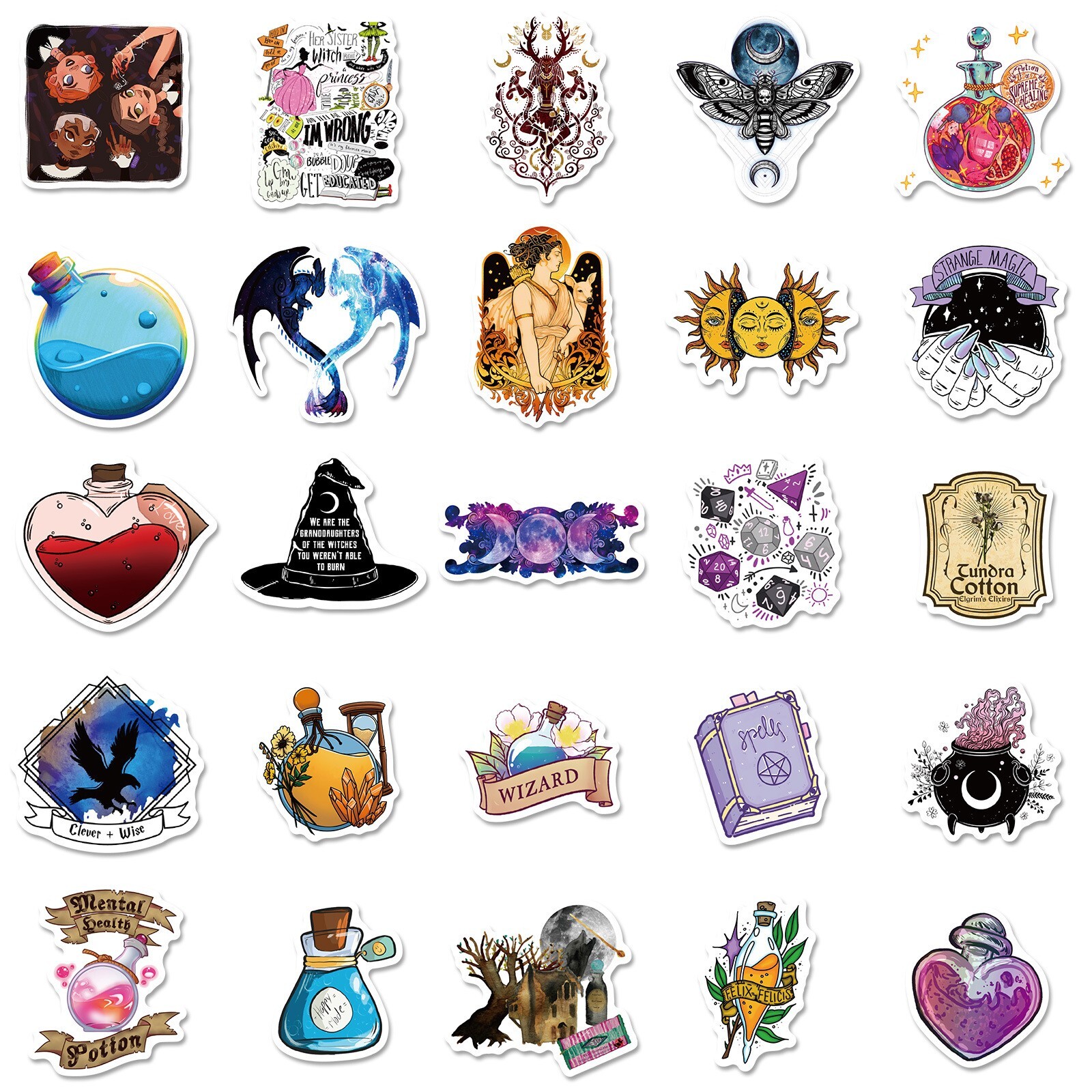 200pcs SPIRITUAL Stickers Pack, Crystal Potion Gothic Stickers, #050112139
