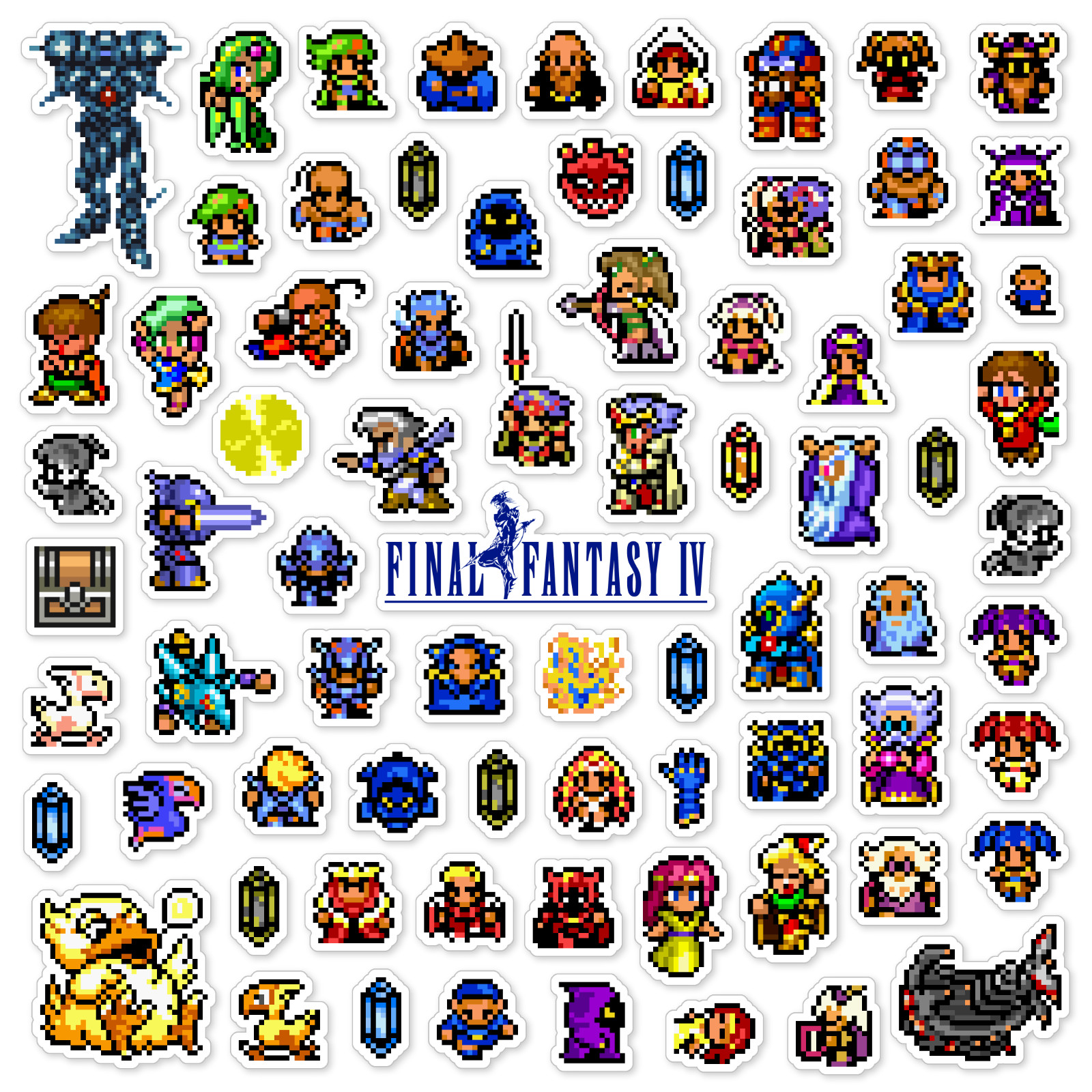 Final Fantasy 4 IV Stickers Super Nintendo SNES Pixel Art 76 Sticker Pack
