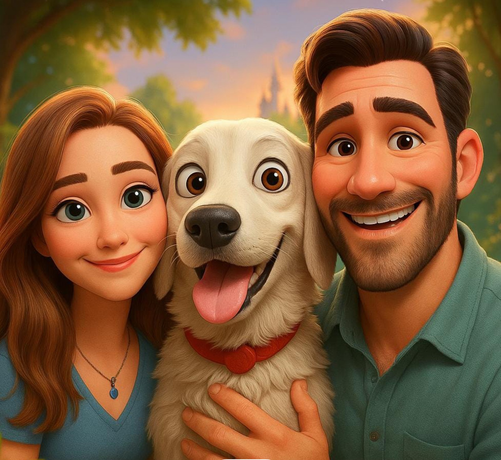 Custom Pixar Style Cartoon Portrait – Personalized Digital Art Couples family