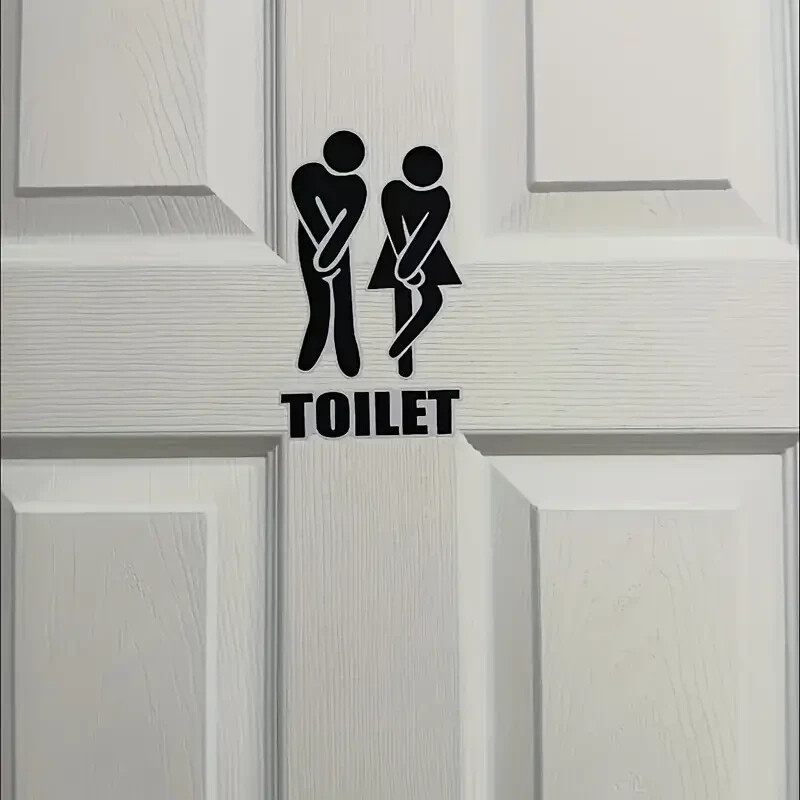 Fun Toilet Entrance Door Wall Vinyl Sticker Sign Notice, Waterproof Weatherproof