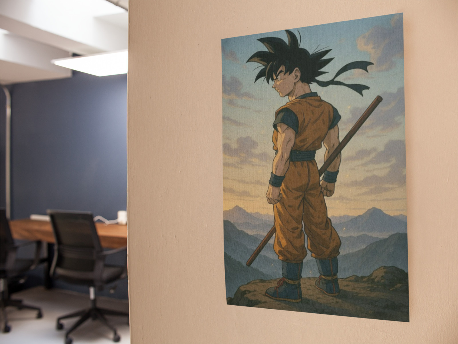 Goku Standing on Mountain Wall Graphic Vinyl Decal Poster (Removable Adhesive)