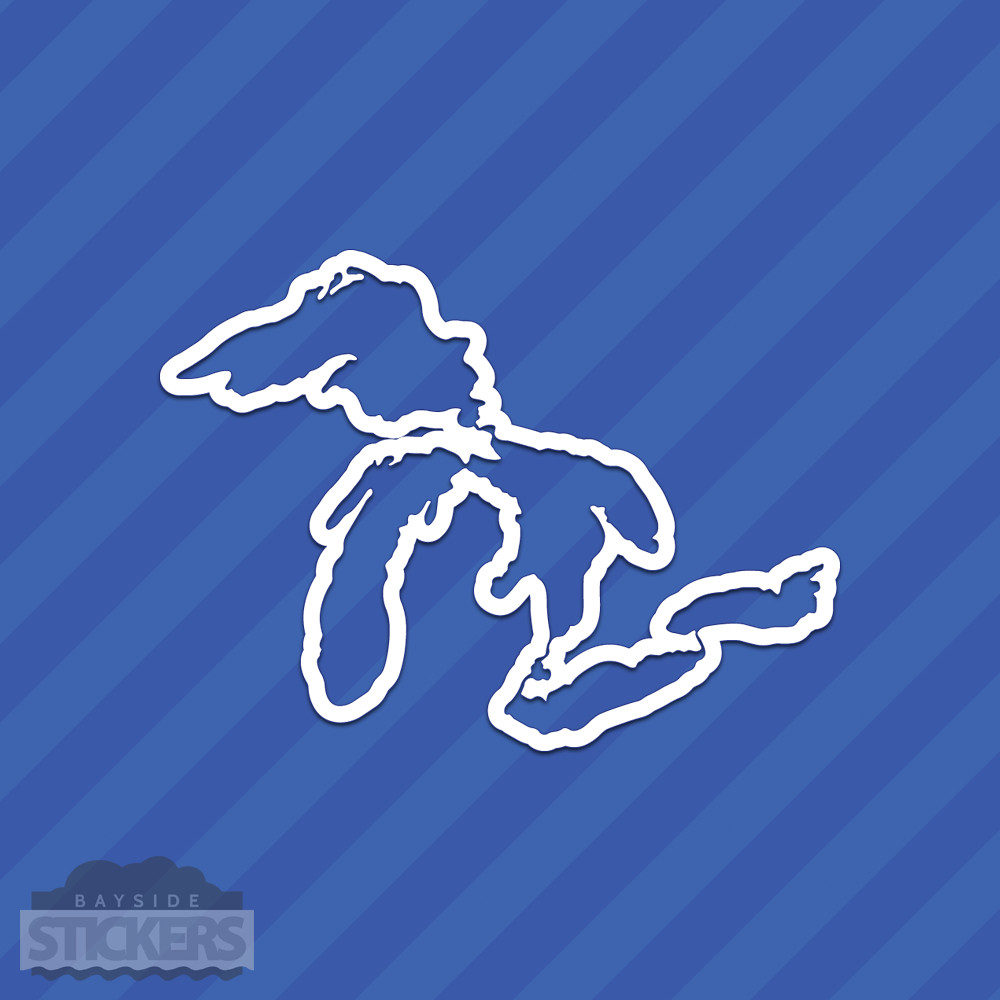 Great Lakes Outline Vinyl Decal Sticker Michigan Superior Huron Erie Ontario