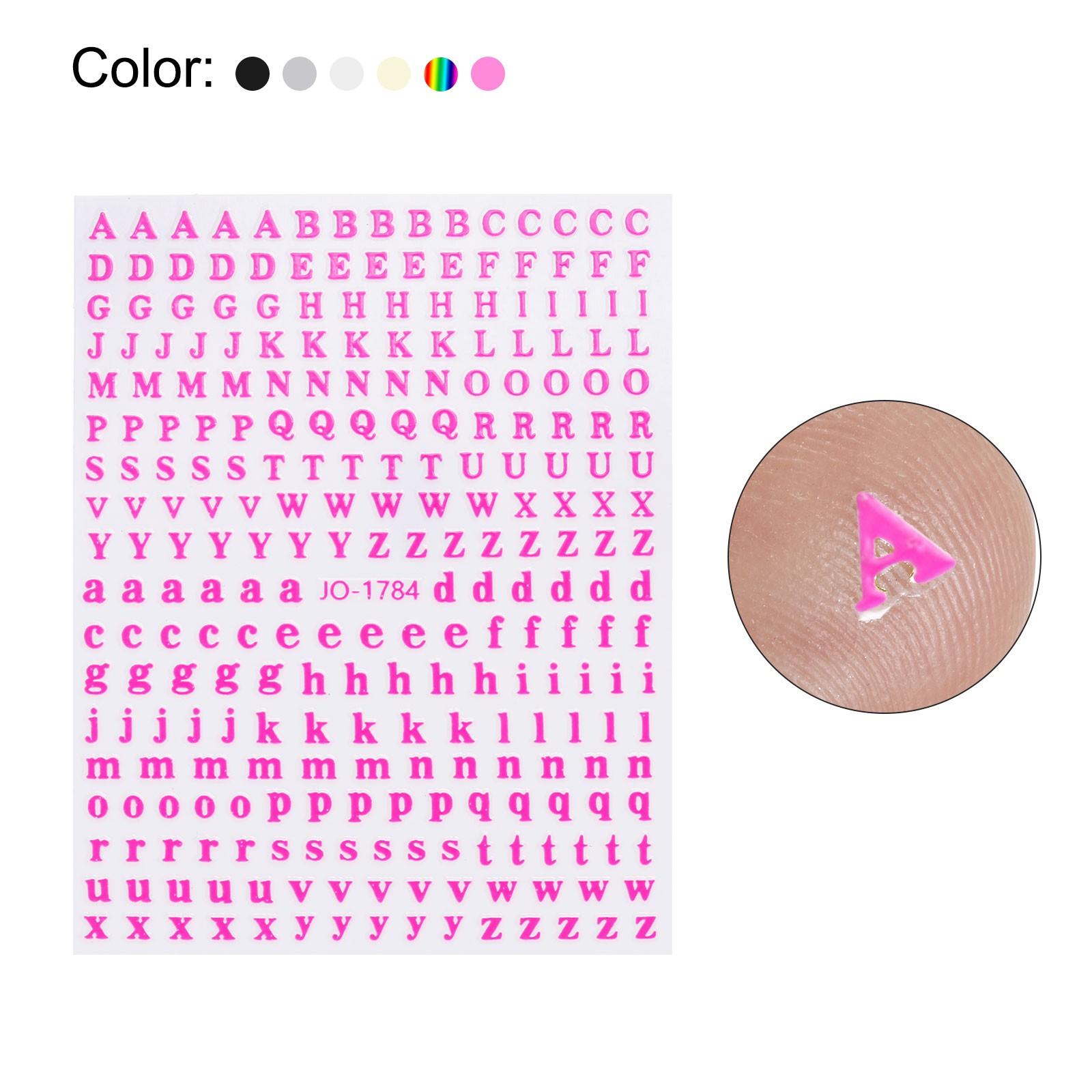 6 Sheets Letter Nail Stickers Self-Adhesive Alphabet Nail Stickers Multicolor