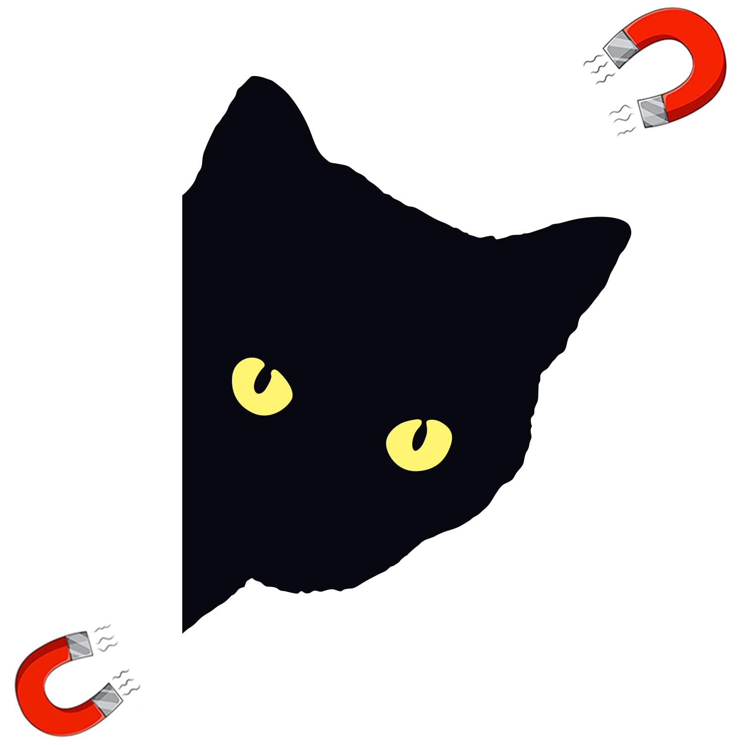 Cat Peeking Car Stickers Watching Magnet Small to Medium, Black -1pcs