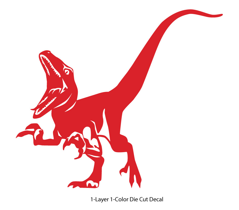 Dinosaur – Roaring Velociraptor #4 – Jurassic Period – 4-21" wide – DieCut Decal
