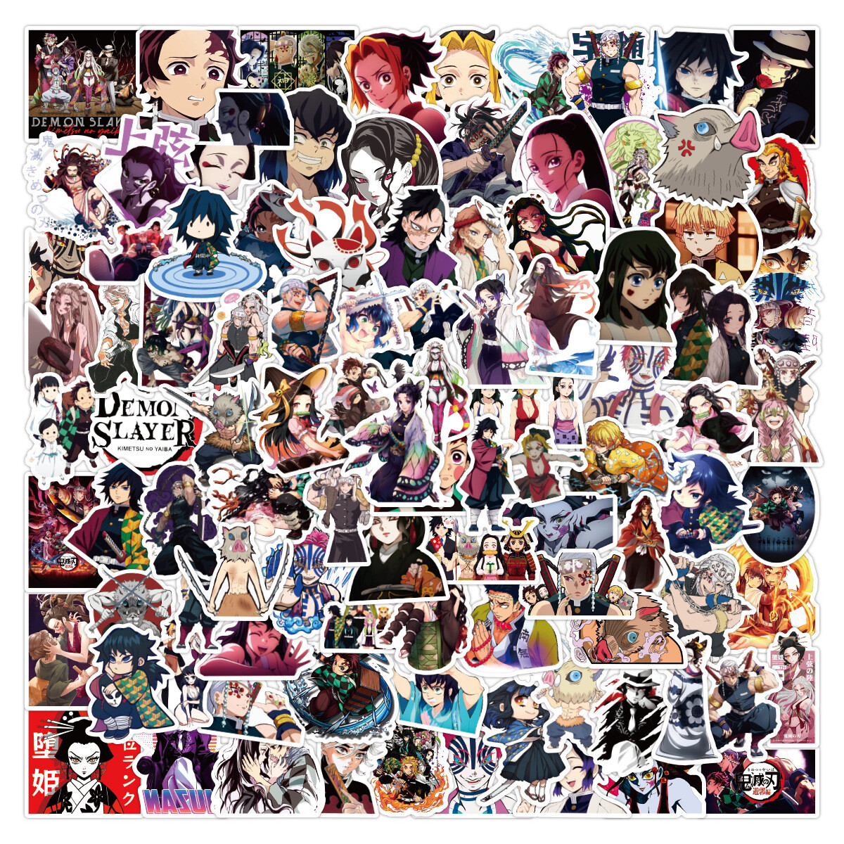 100Pcs Demon Slayer Anime Sticker for Teens Girl Water Bottles Waterproof