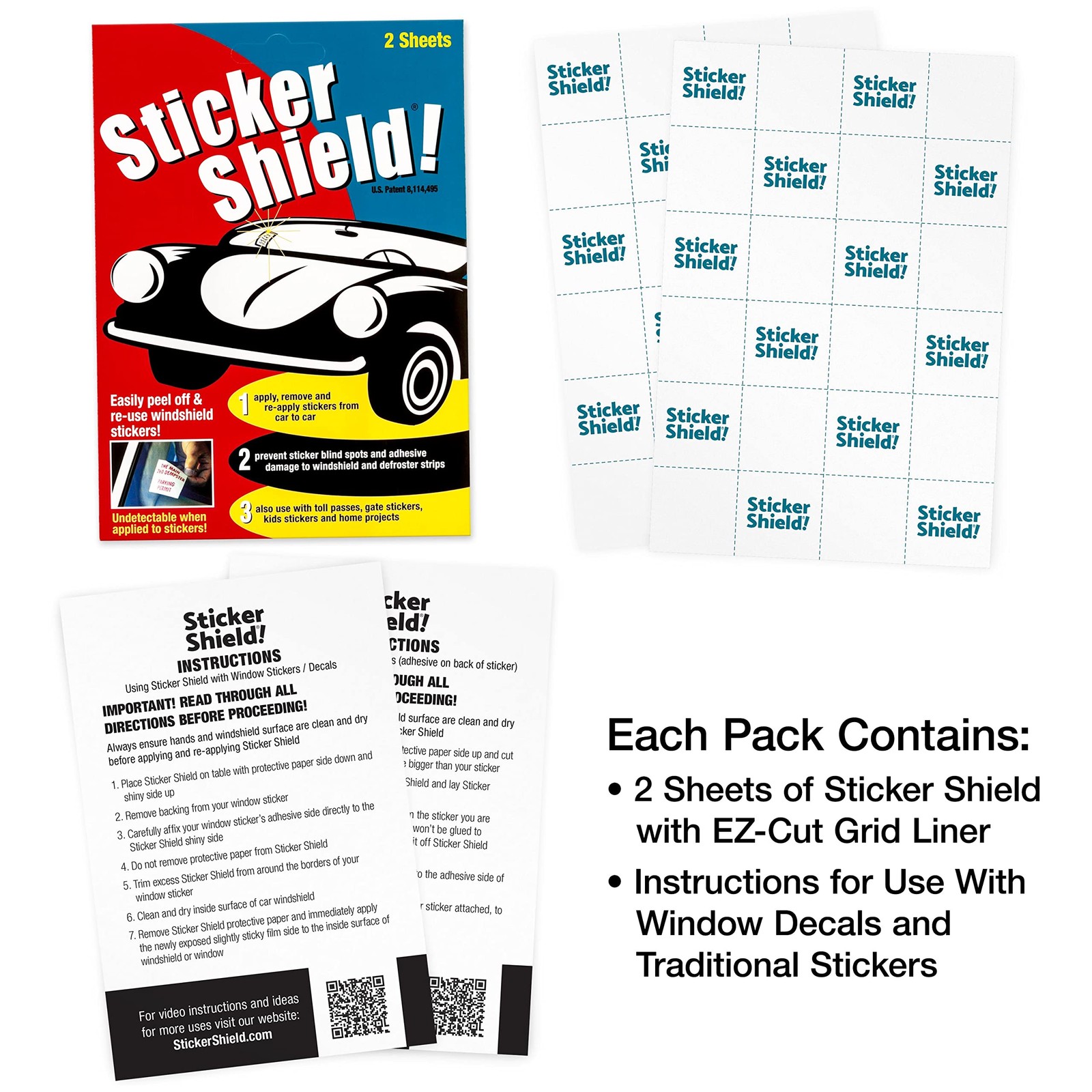 Windshield Sticker Applicator for Easy 1 Pack 2 Sheets Total Transparent New