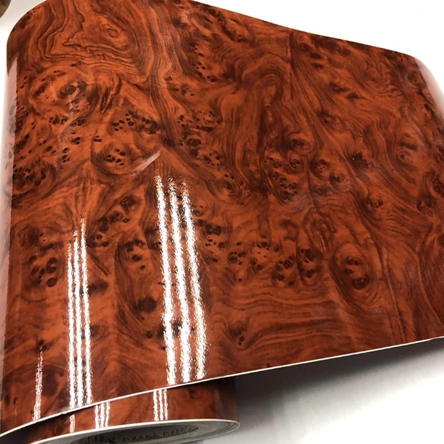 High Gloss Wood Grain Vinyl for Car Interior Furniture Countertop Wrap Sticker