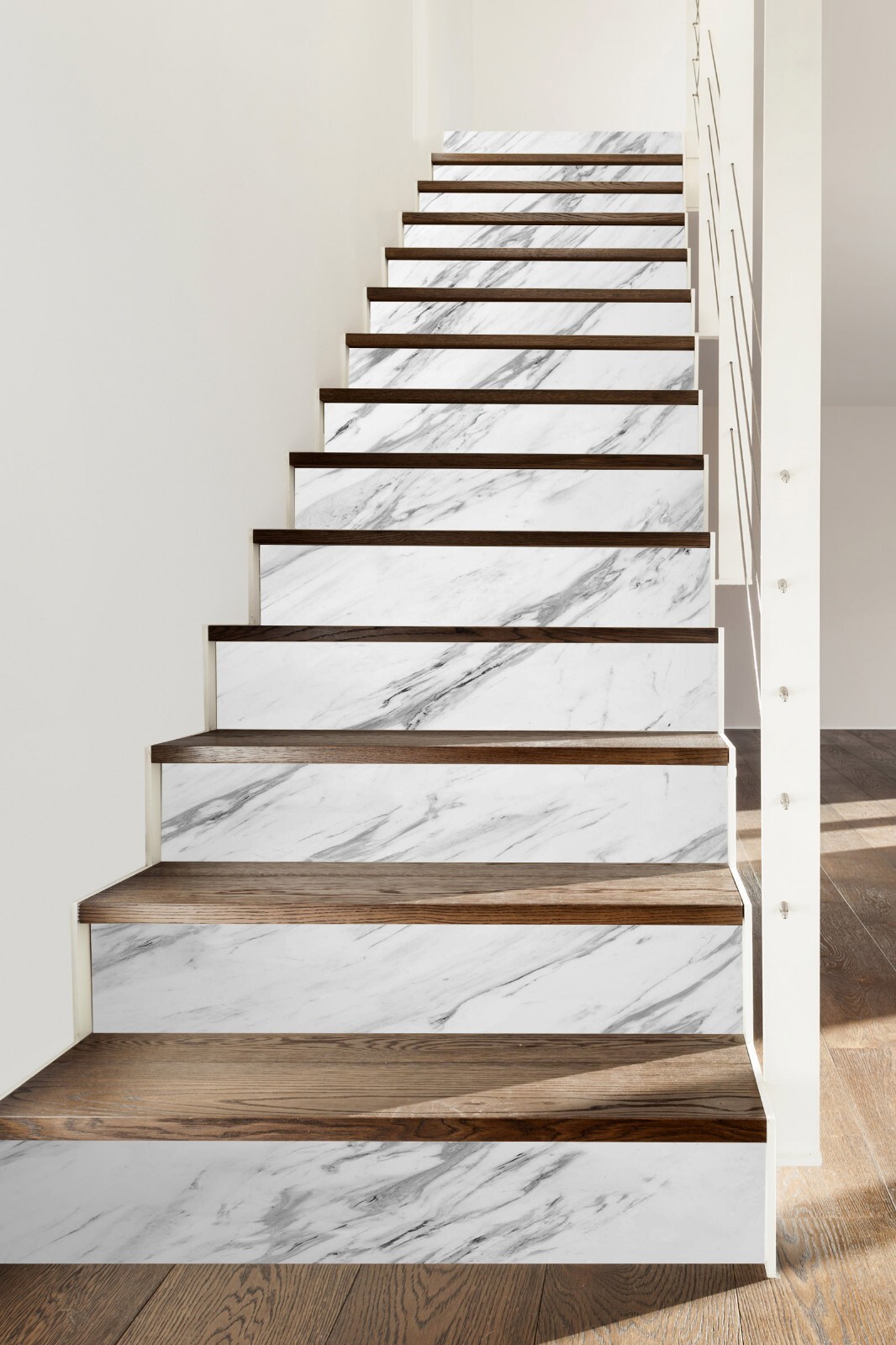 3D White Marble ZHU1176 Stairs Risers Decoration Photo Mural Vinyl Wallpaper Amy