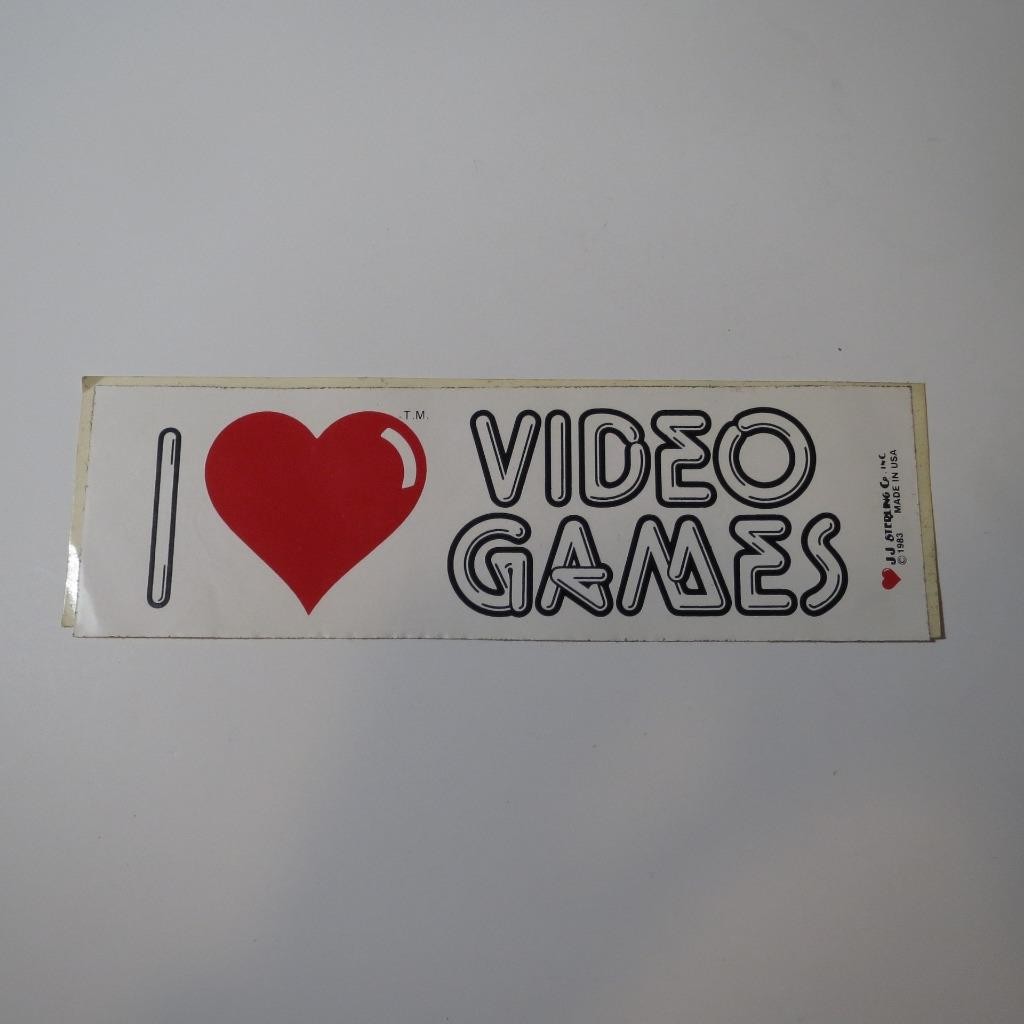 I Heart Love Video Game 1983 Vintage 80s Bumper Sticker Decal Atari Commodore 64
