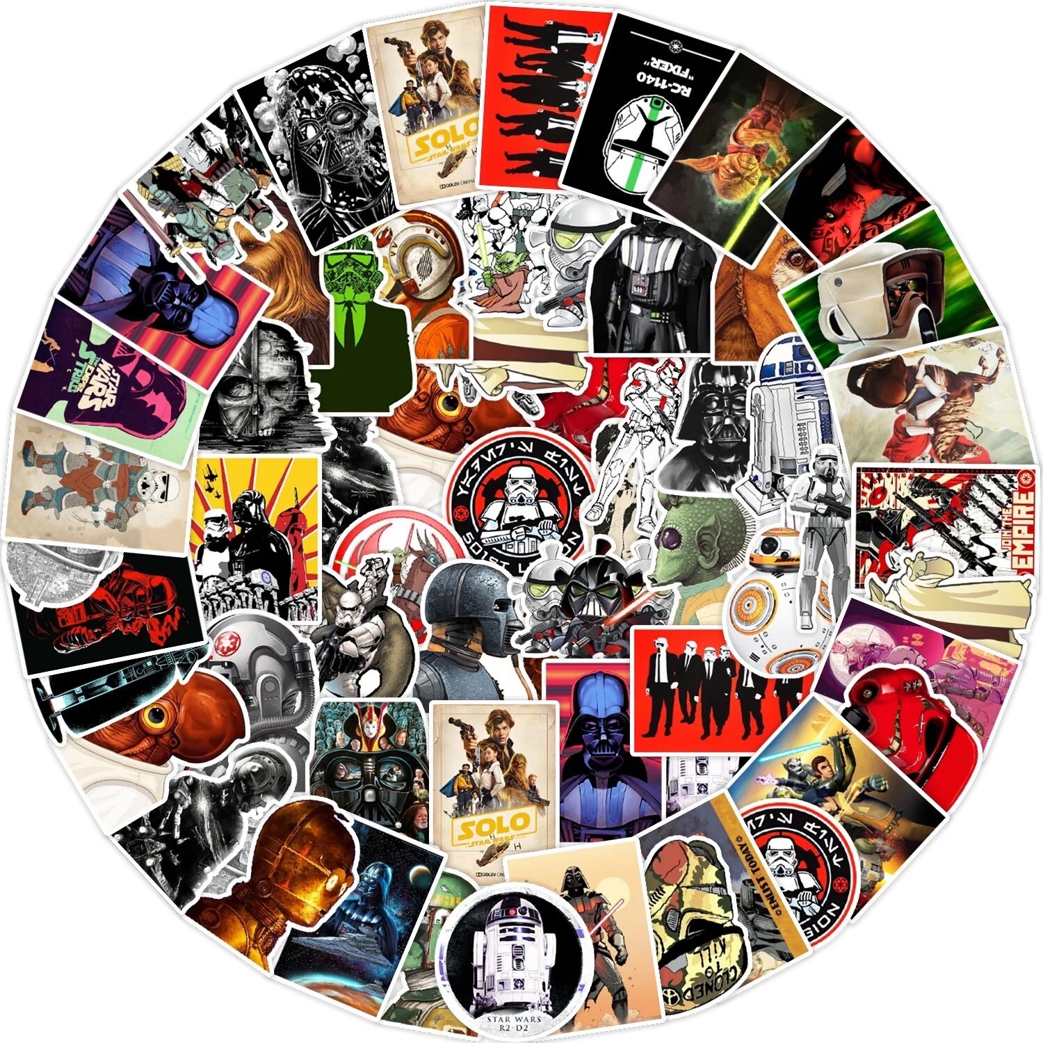 10 Random Starwars Stickers Han Solo Darth Vader Skywalker Decal Free Shipping