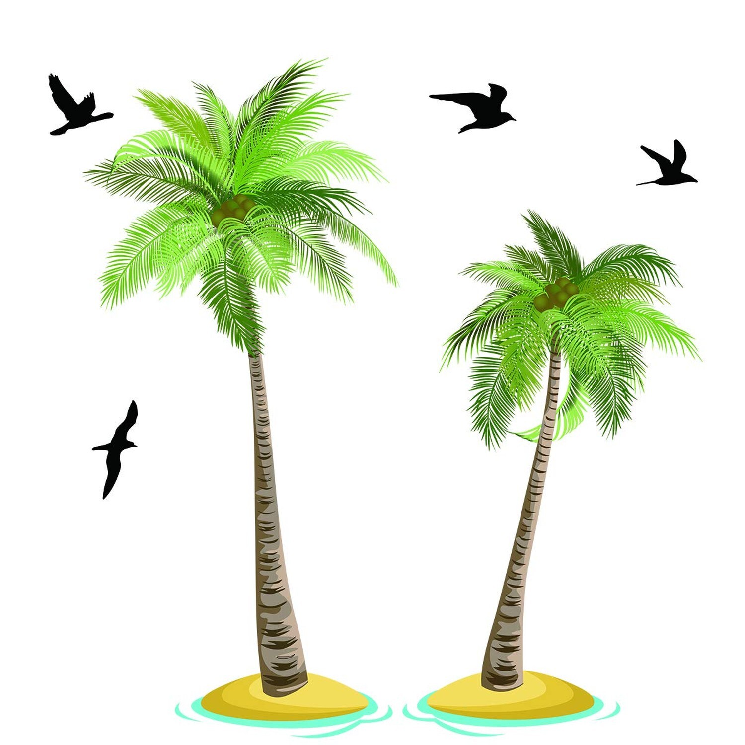 Runtoo Palm Tree Wall Decals Tropical Wall Art Stickers for Bedroom Living Ro…