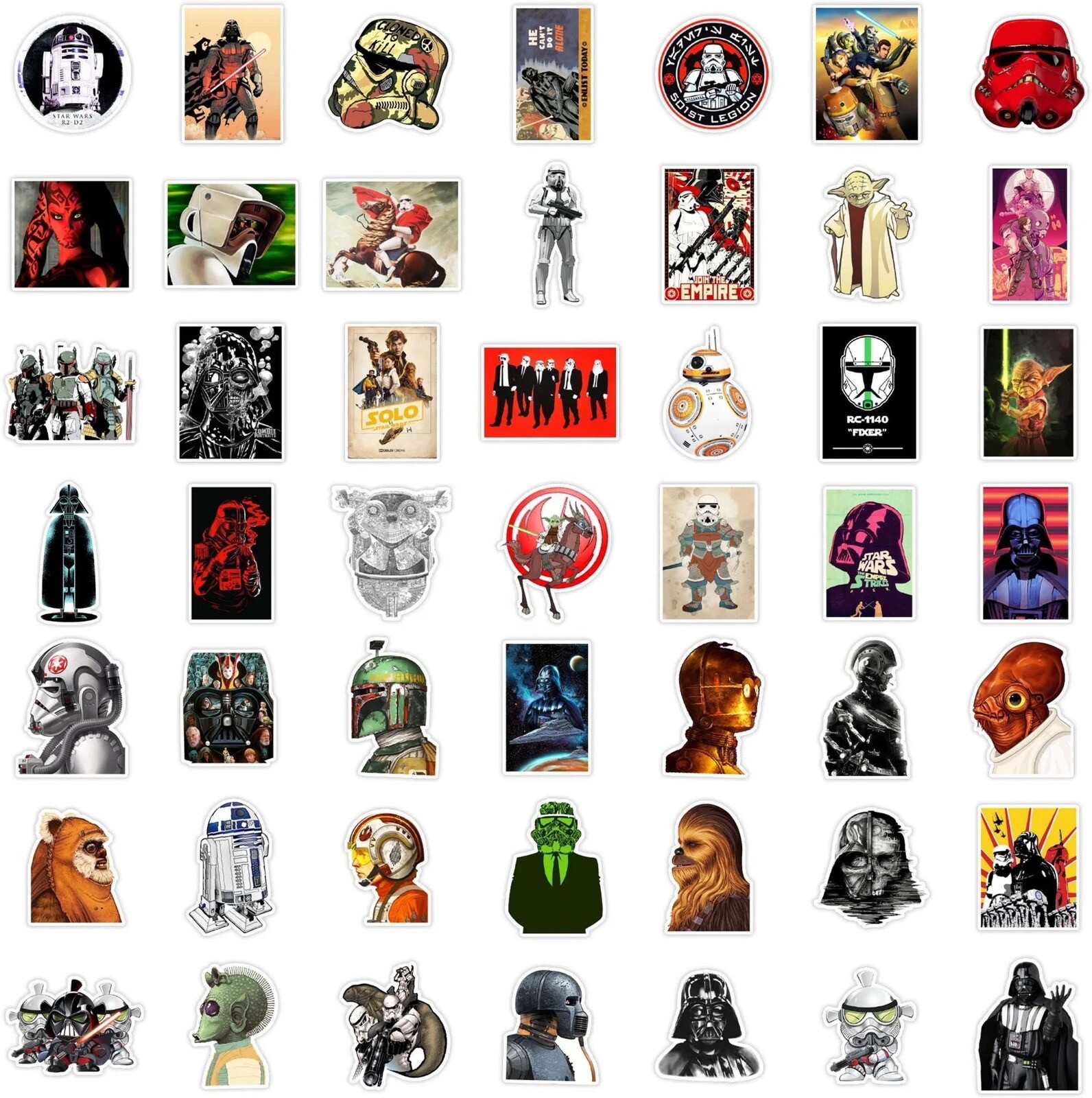10 Random Starwars Stickers Han Solo Darth Vader Skywalker Decal Free Shipping