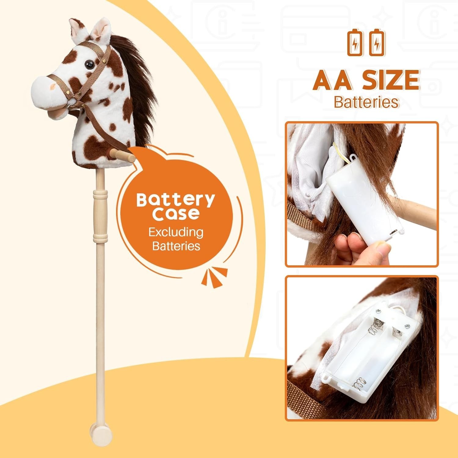 Stick Horse Plush Handcrafted Hobby Horse on a Stick with Wood Wheels Real Pony