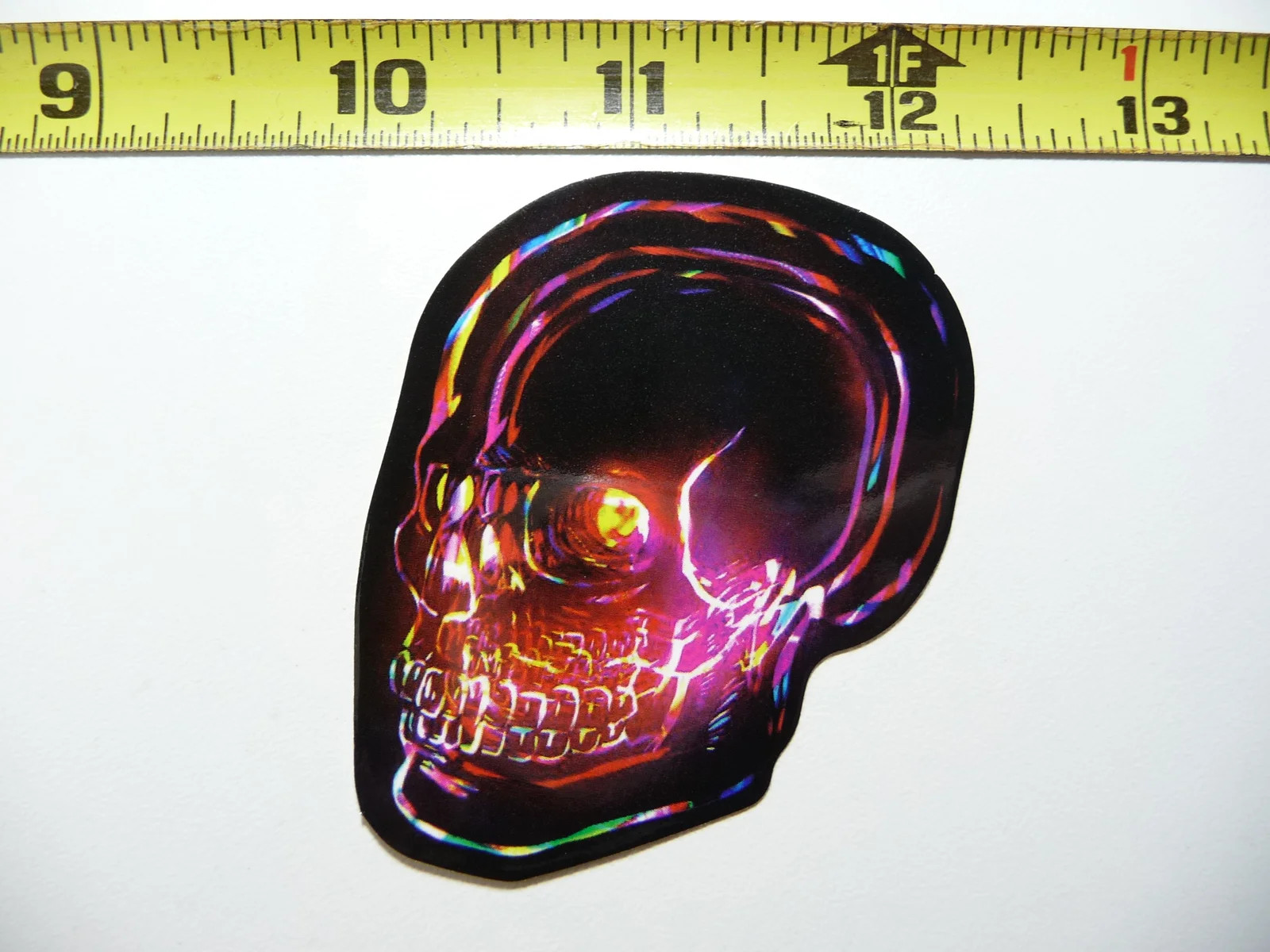 GLASS CRYSTAL SKULL NEON STYLE SMALL STICKER DECAL COLORFUL FUNNY CELEBRATION