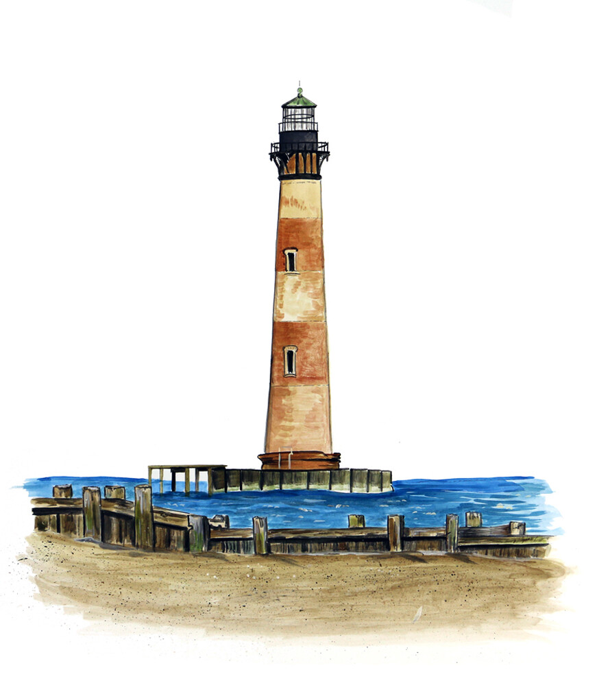 Morris Island Light House Lighthouse SC Beach Boat Home Decor Decal Sticker Art