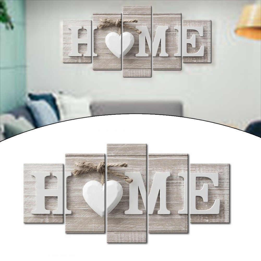 Unframed HOME Sign Canvas Wall Art Prints 5 Pieces For Stylish Home Decor