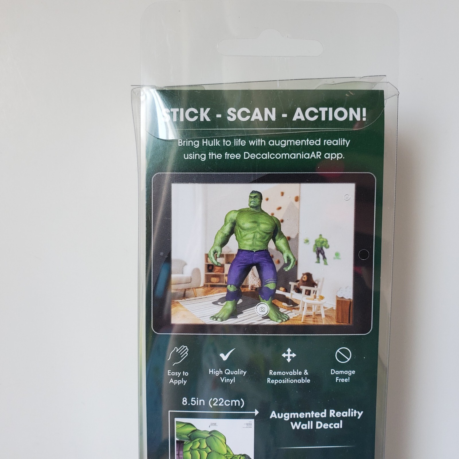 Marvel The Incredible Hulk Wall Decal 11×17” Augmented Reality Action Reusable