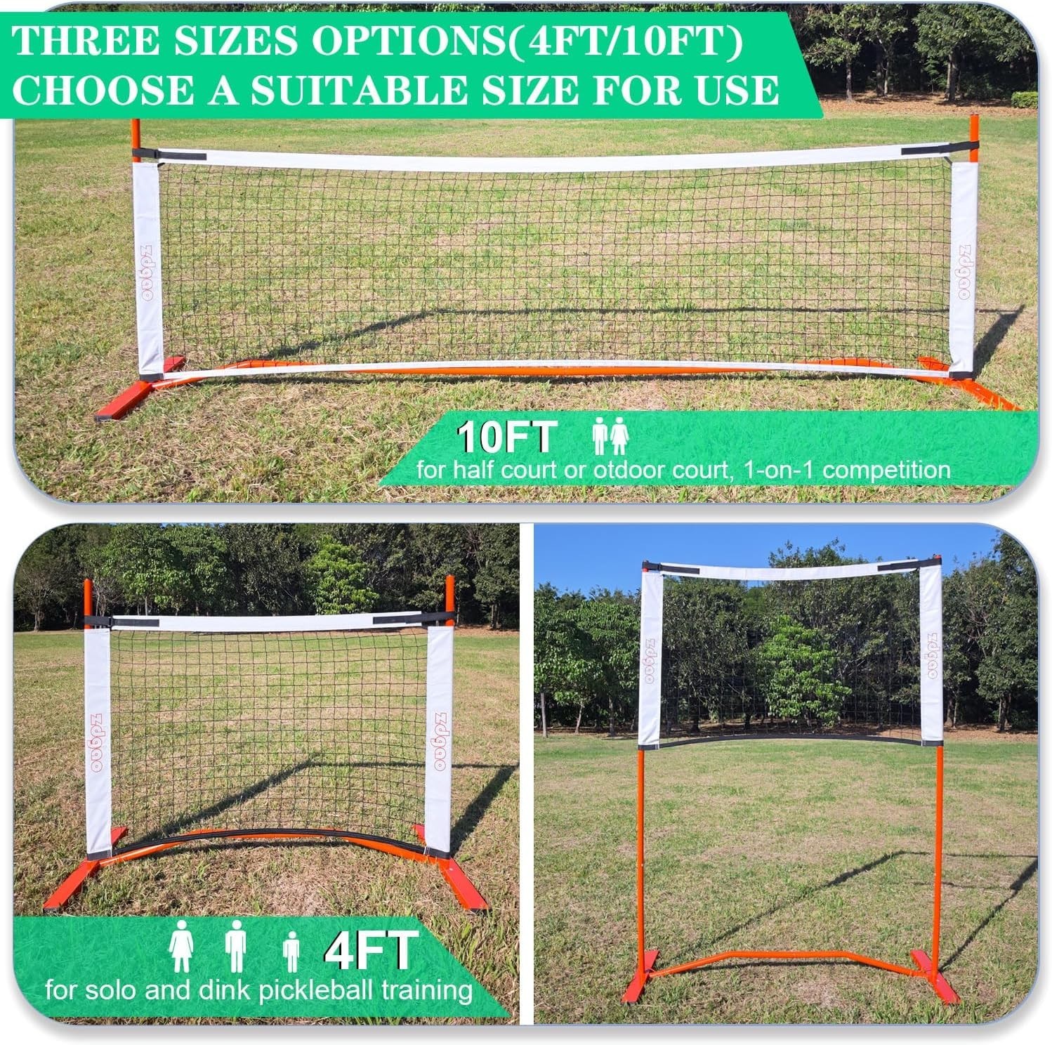 Small Pickleball Net Set- 10FT Mini Pickleball Net, 4FT Adjustable Height Dink T