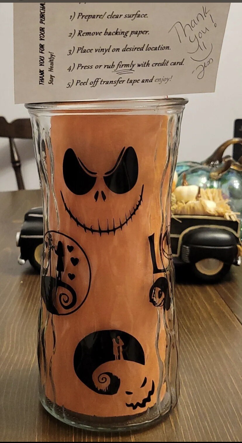 12 Nightmare Before Christmas Vinyl Decal Stickers. JACK AND SALLY. DIY Ornament