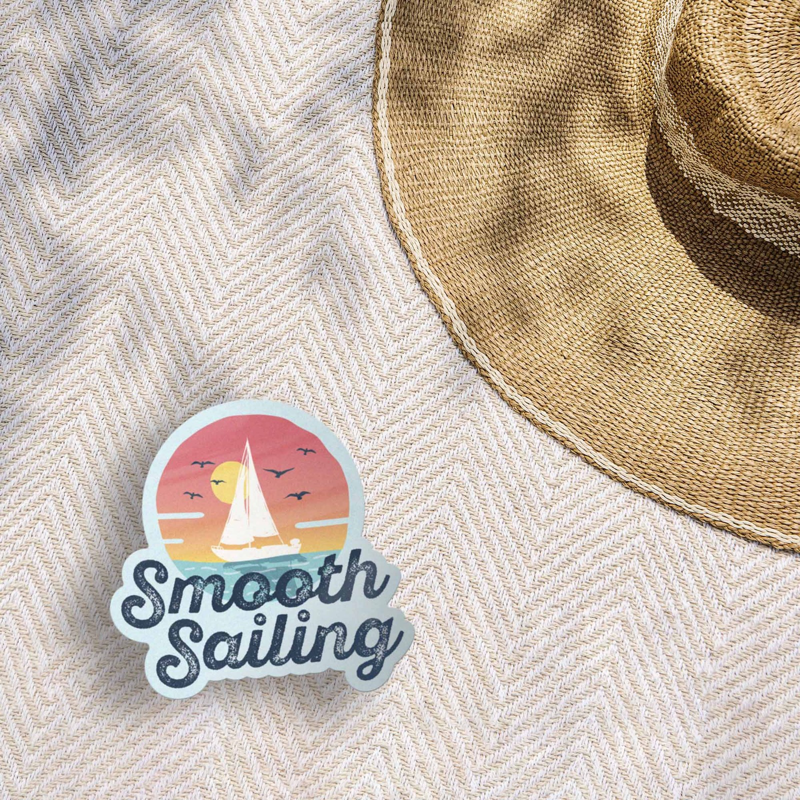 Smooth Sailing Boat Sticker- Fun Decal for Water Bottle & Laptop
