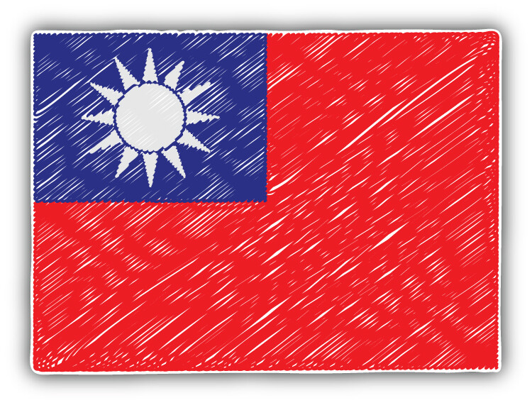 Taiwan World Flag Sketch Car Bumper Sticker Decal