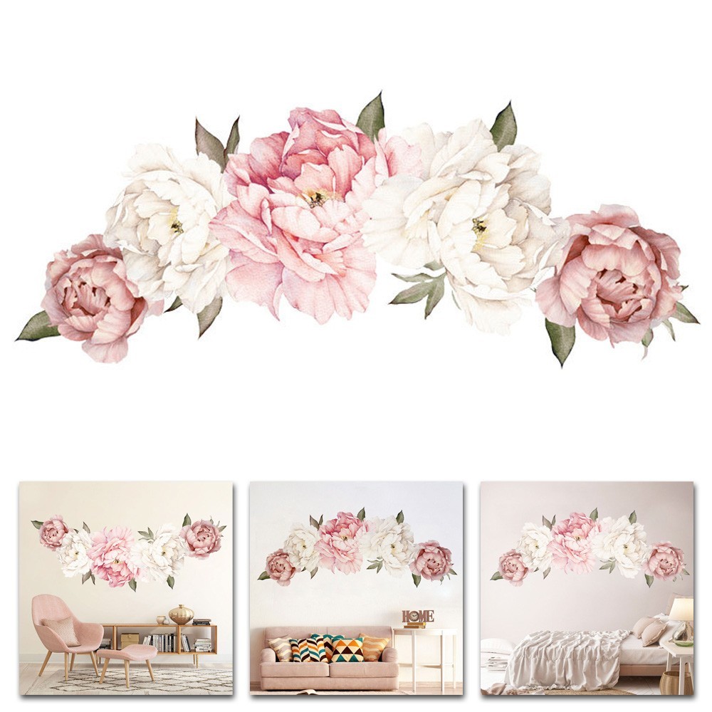 LARGE PEONY FLOWER PATTERN BEDROOM WALL STICKER MURAL DECALS HOME ART DECOR SPEC