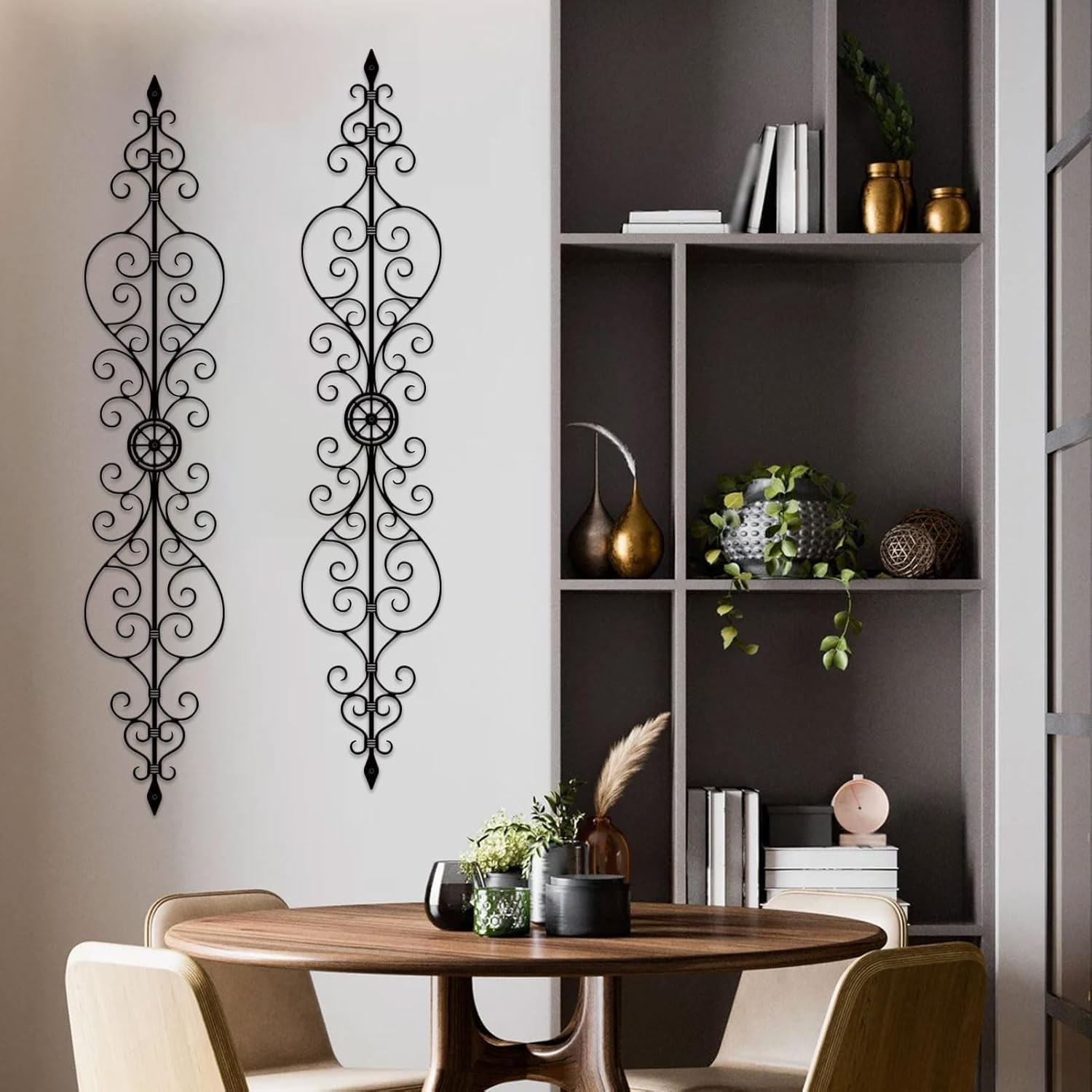 Vintage Inspired Wrought Iron Scroll Wall Art – Lightweight & Waterproof