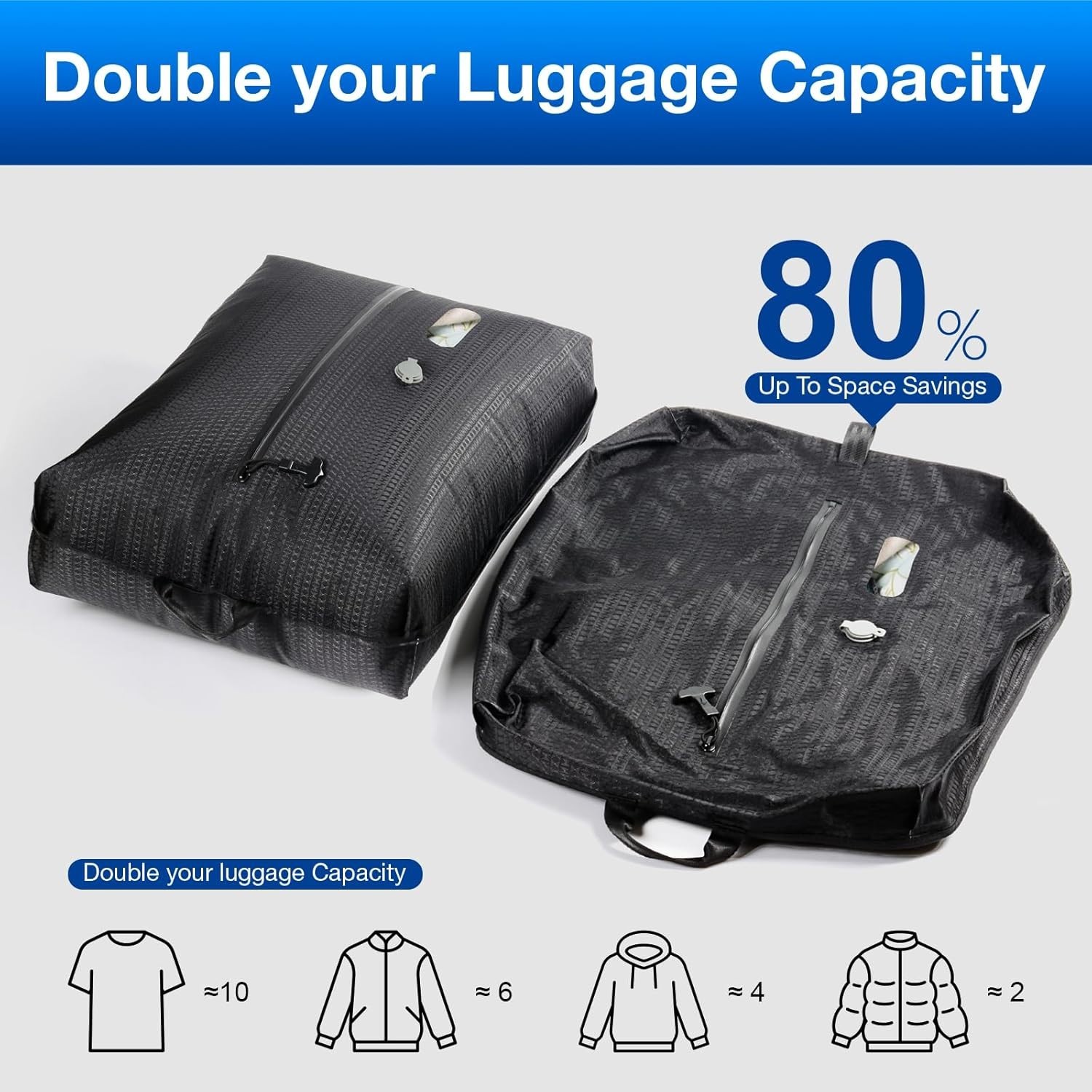 Travel Vacuum Bags with Pump 2PC Waterproof Compression Storage Bags