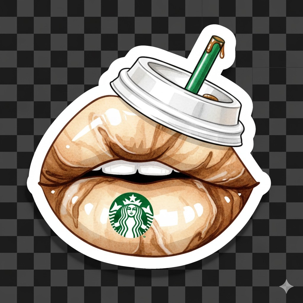 Starbucks Lips Decal Sticker Phone Laptop