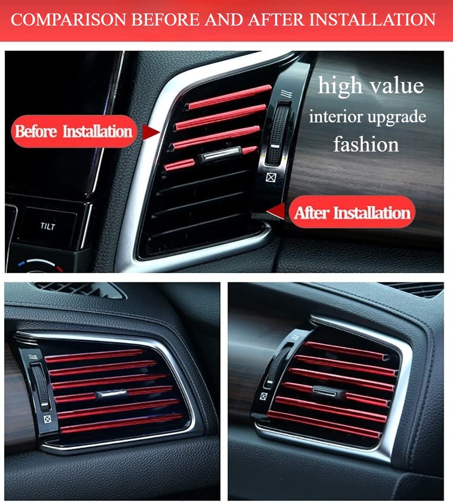 20Pcs Car Air Outlet Decorative Strips Interior Upgrade Styling Trim Accessories