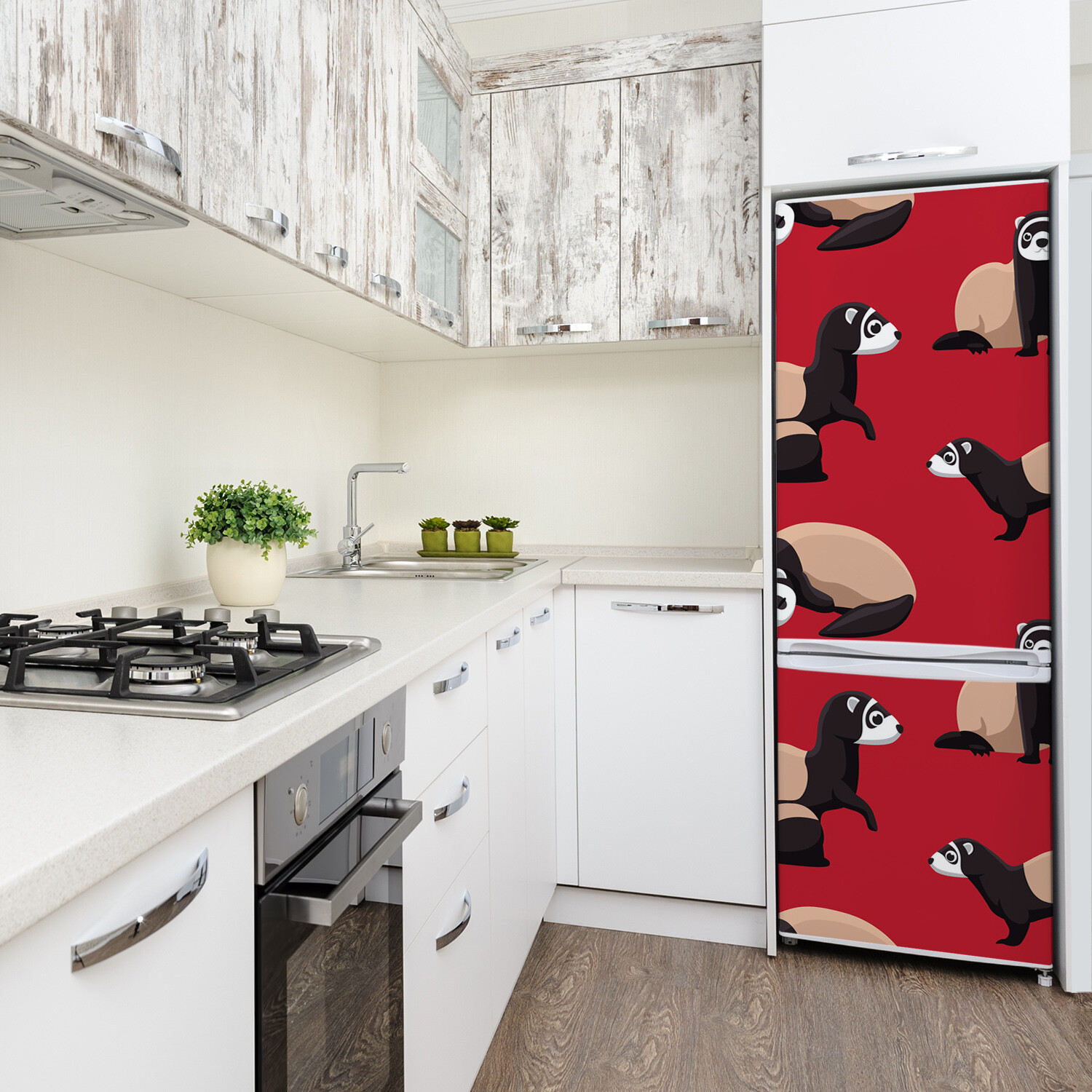 Removable Home Refrigerator Wall Sticker Magnet Decor Bedroom Animals ferrets