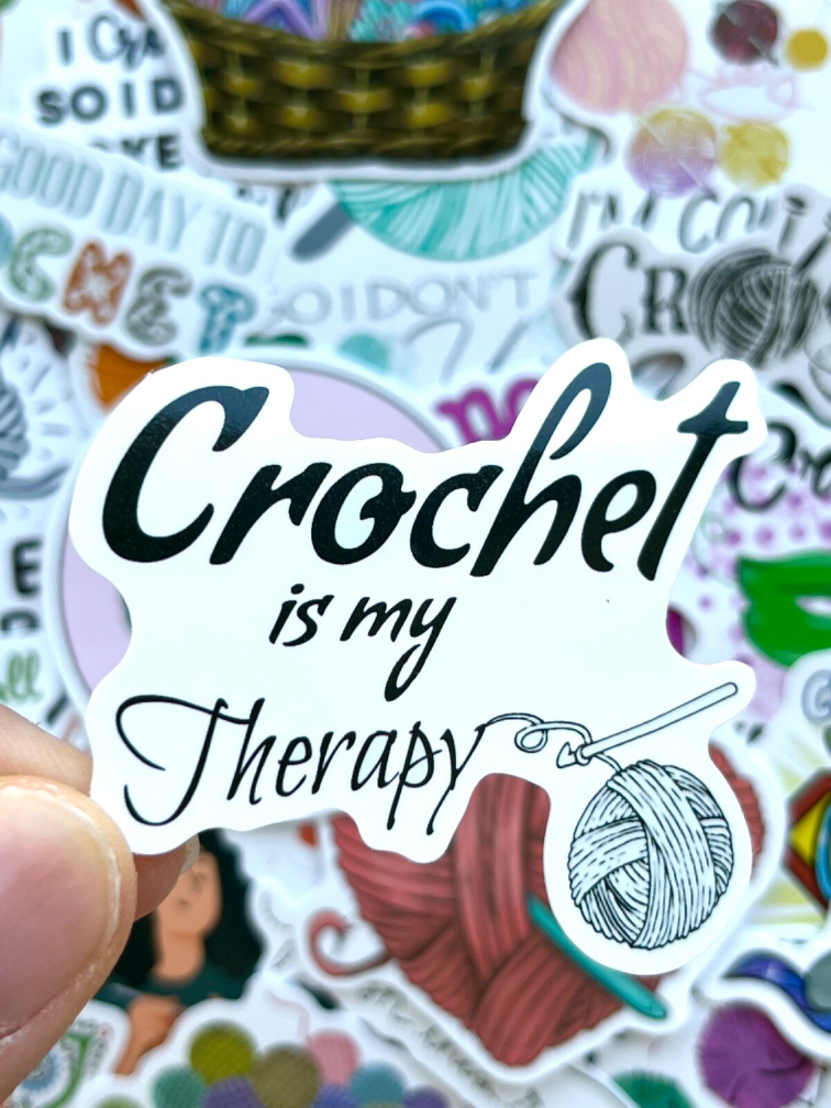 5-100 pcs Crochet Knitting Stickers, Aesthetic Stitch Pattern Car Laptop Decals
