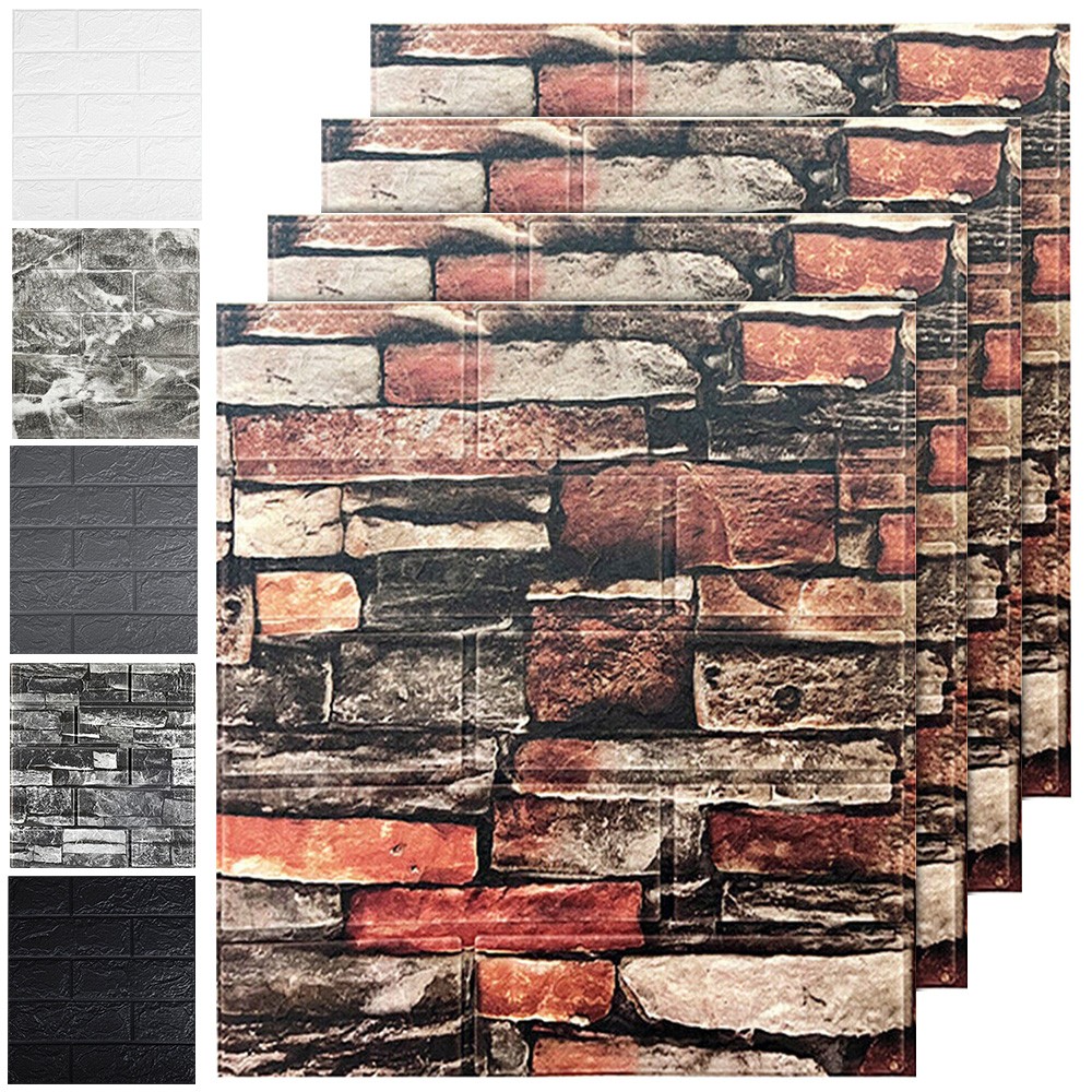 10/20pc 3D Tile Brick Wall Sticker Self-adhesive Waterproof Foam Panel Wallpaper