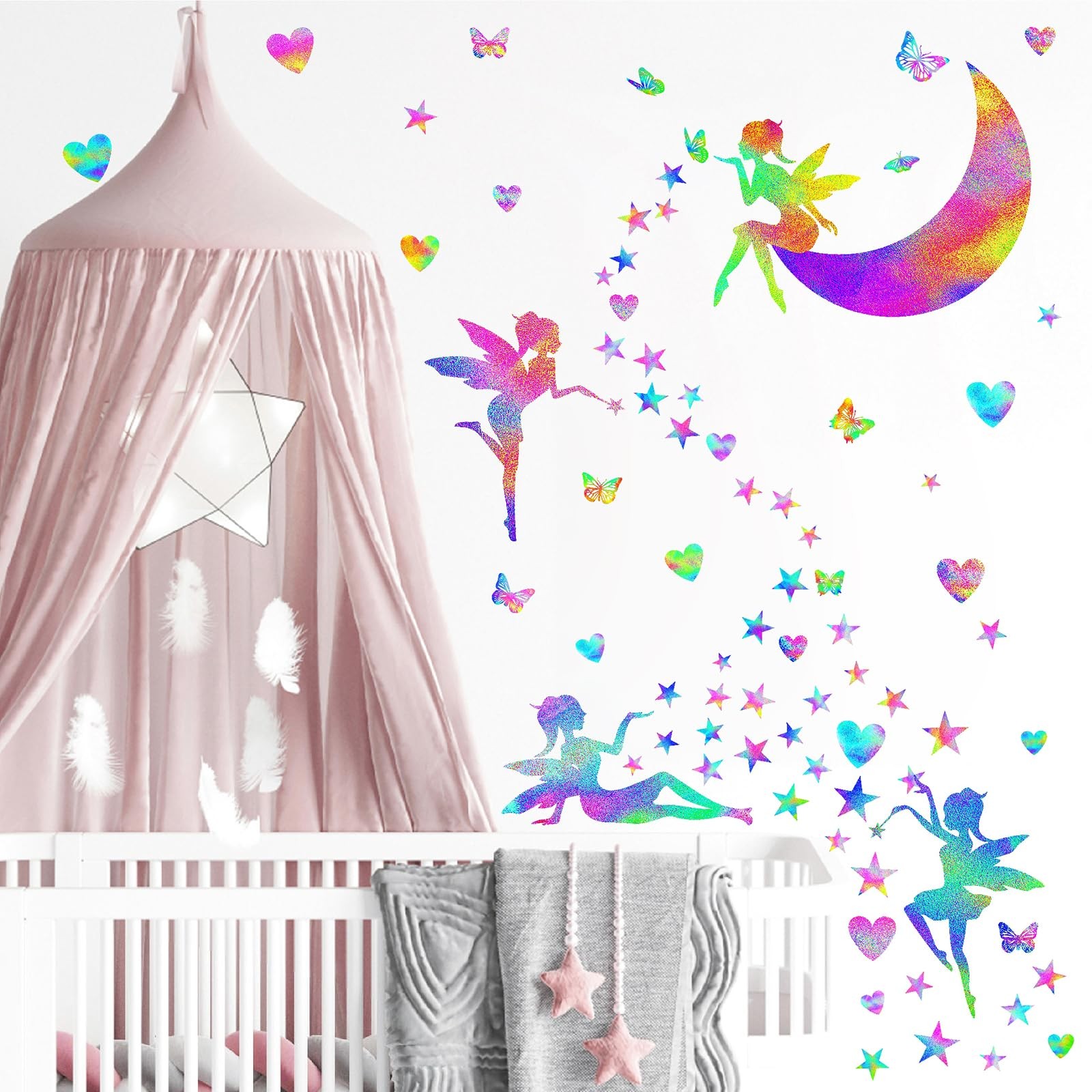 Colorful Fairy Wall Stickers for Girls Room Nursery Princess Wall Decals