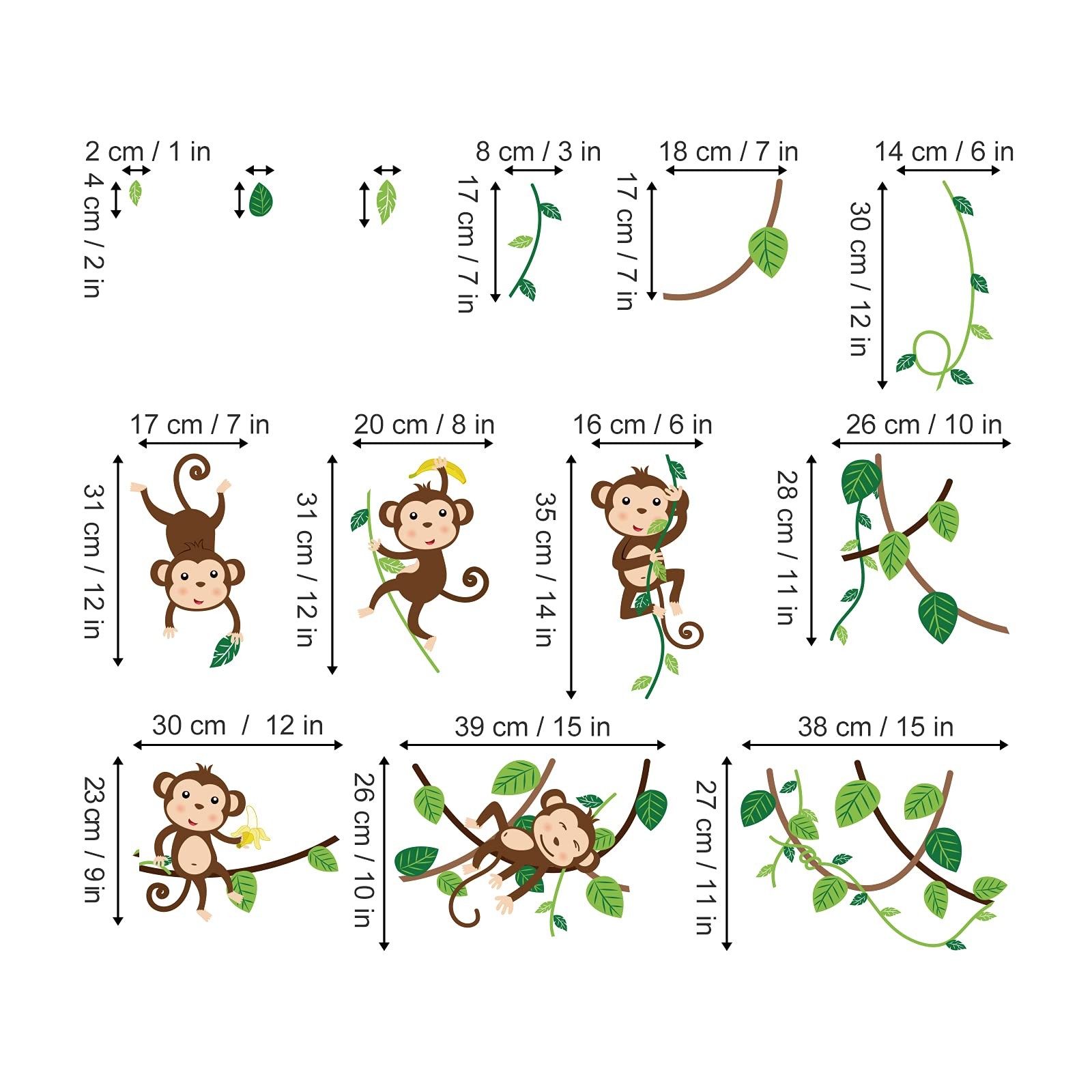 Monkey Climbing Tree Wall Decals Jungle Animals Wall Stickers Kids Room Baby …