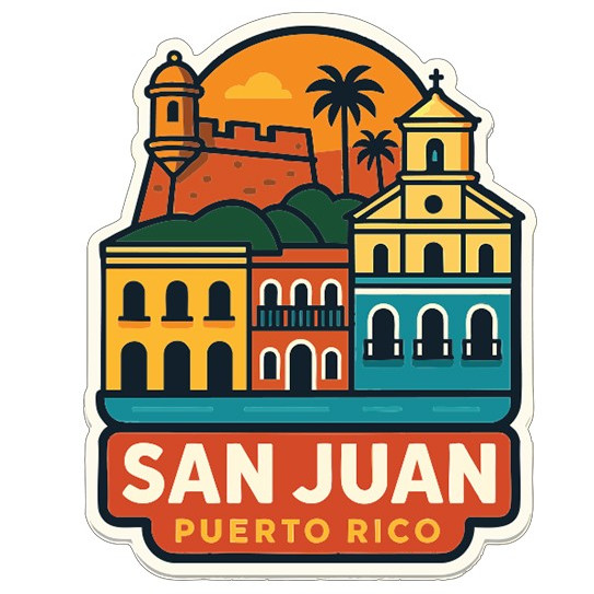 San Juan Puerto Rico Sticker Decal Vinyl Die-Cut City Skyline Landmark Design