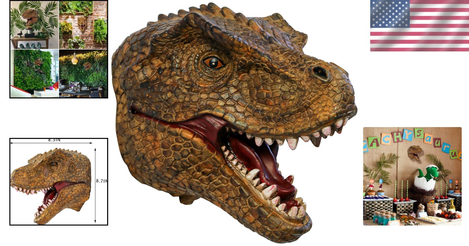 Realistic Small T-Rex Wall Mount Sculpture