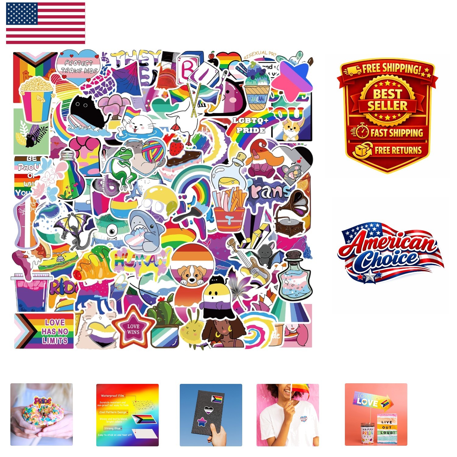 200 PCS Mixed LGBTQ+ Pride Stickers – Assorted Designs for Ultimate Celebration