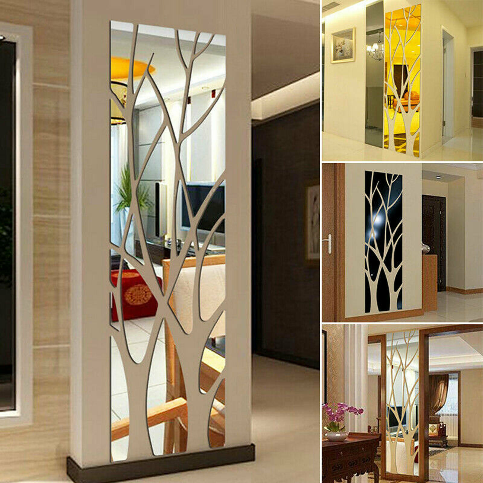 3D Mirror Art Removable Wall Sticker Acrylic Mural Decal Home Room Decor Set US