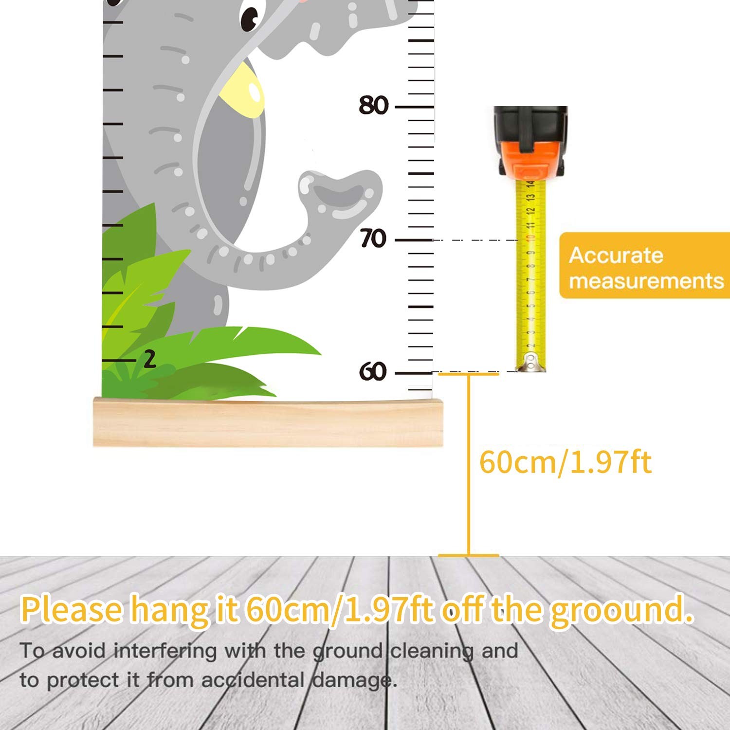 Animals Growth Chart for Kids, Baby Height 51.2 Inch (Pack of 1), 1