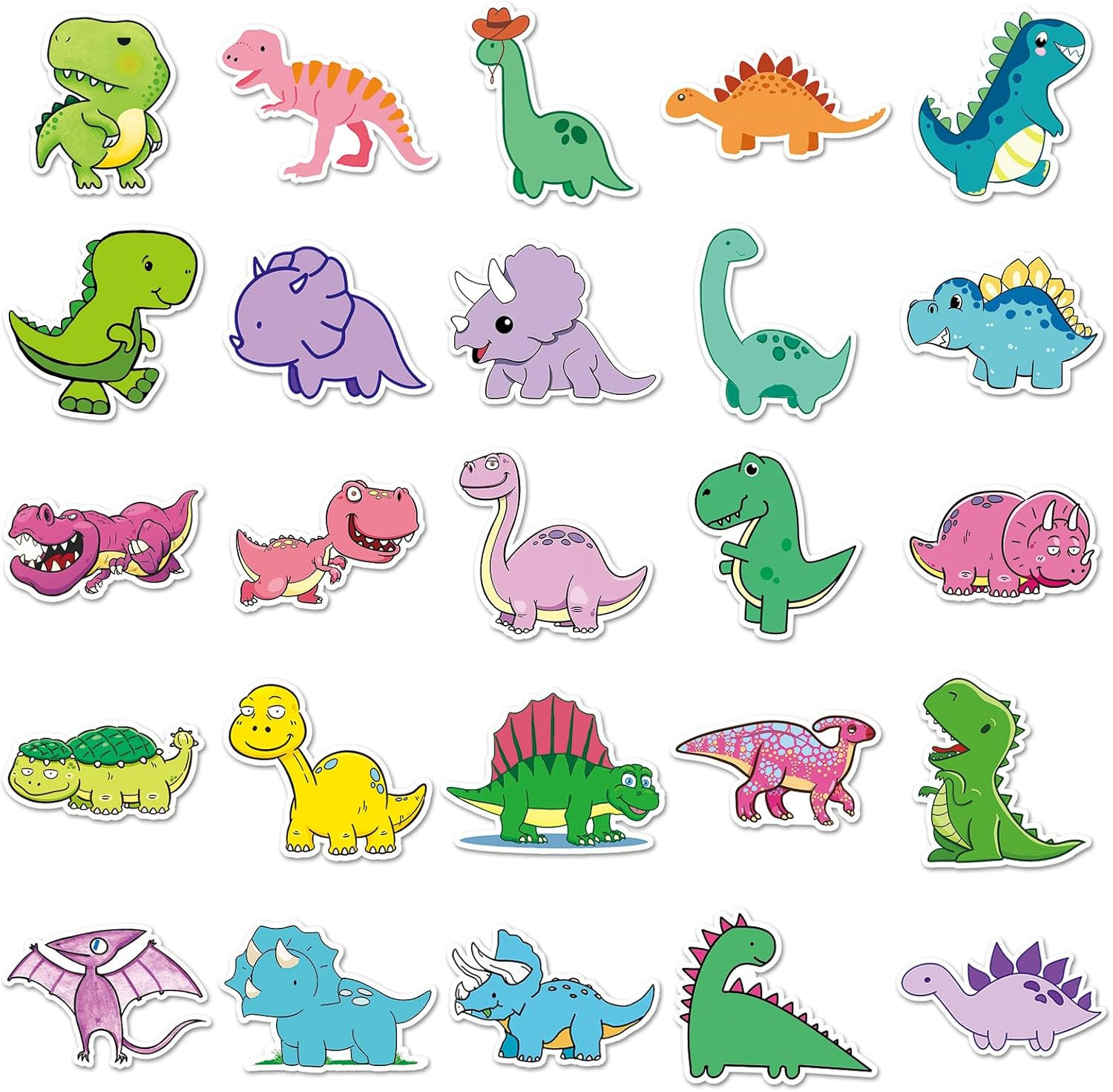 50 Dinosaur Stickers Pack Cute Funny Dino Vinyl Stickers for Water Bottles Lapto