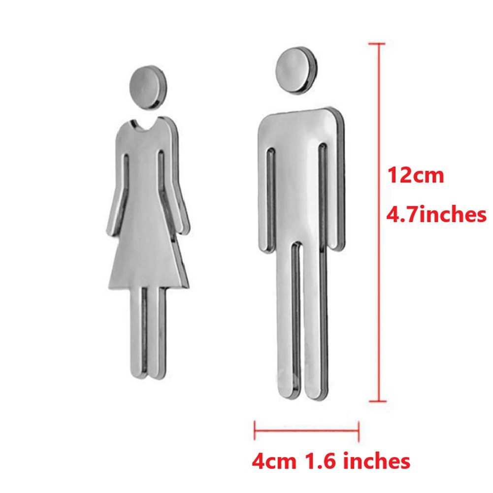 Brand New Sticker Toilet Sign Signage WC Door 1 Pair 3D for acrylic Bathroom